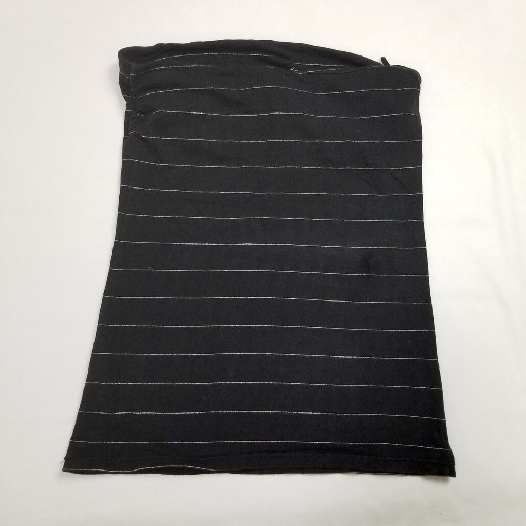 Cotton On Women's L Black Silver Striped Boob Tube Blouse Top Built-In Support