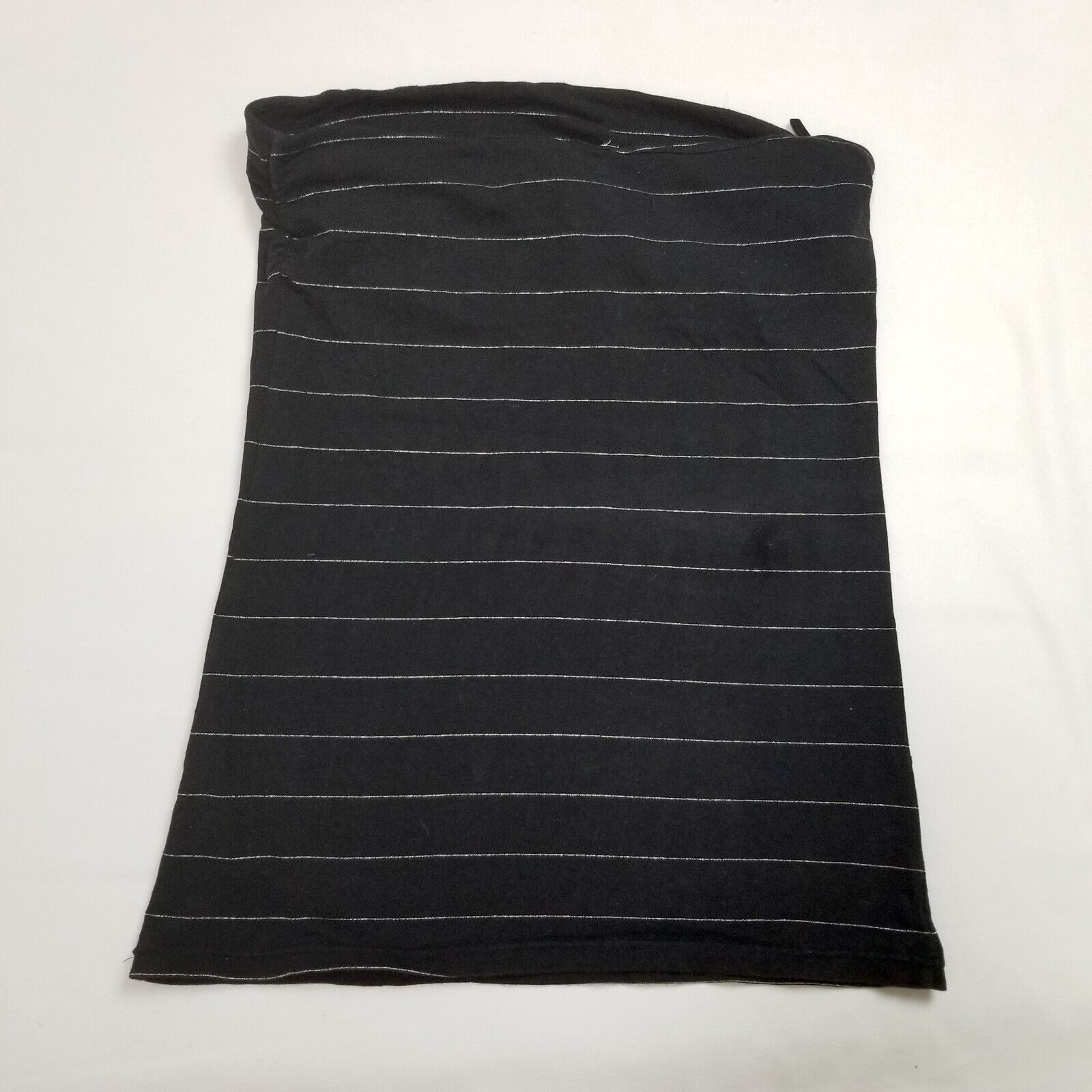 Cotton On Women's L Black Silver Striped Boob Tube Blouse Top Built-In Support