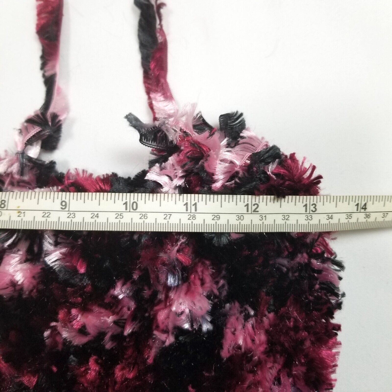 Handmade Women's XS-S Black Pink White Textured Faux Fur Blouse Singlet Top