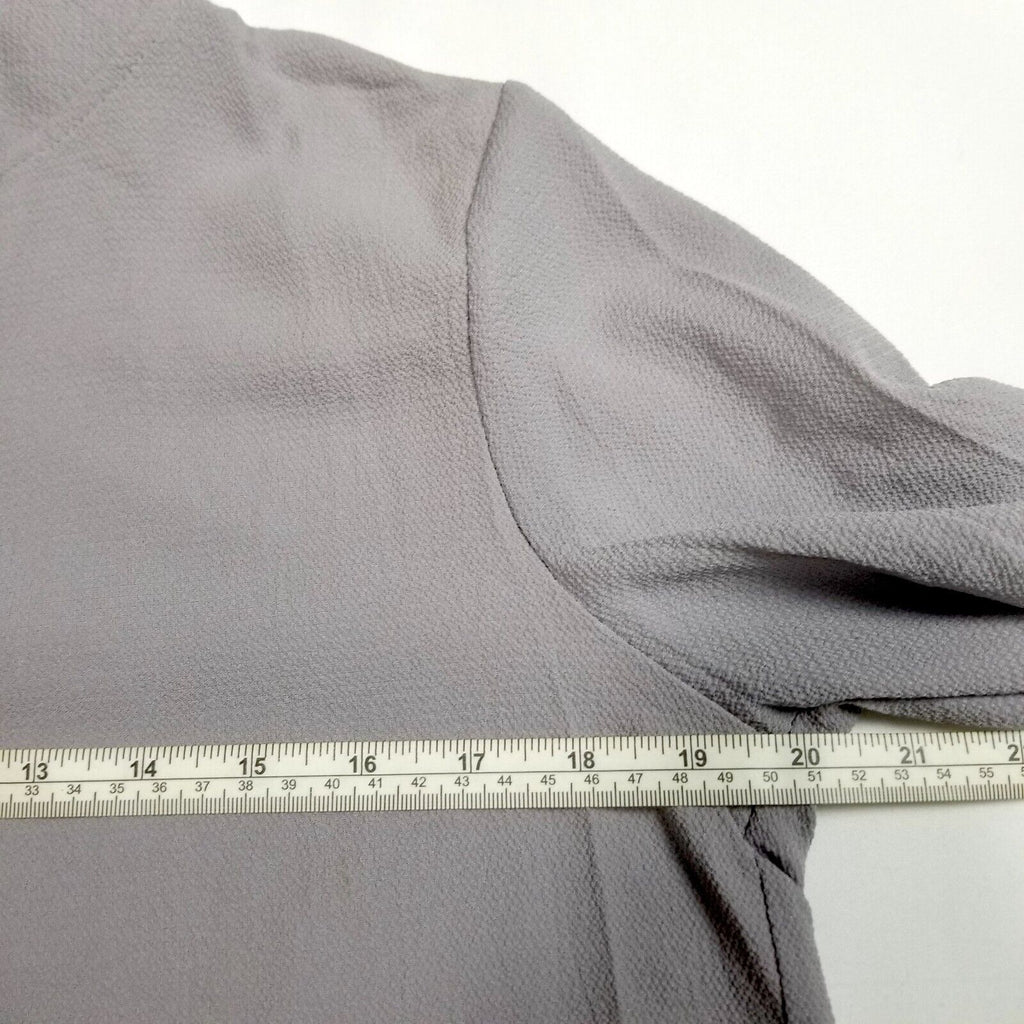 Women's L/XL Grey Loose Relaxed Fit Blouse V-Neck Adjustable Sleeves New NWT