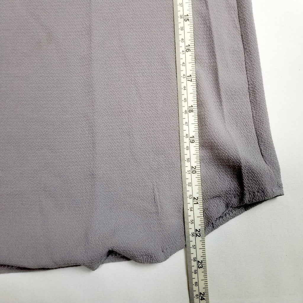 Women's L/XL Grey Loose Relaxed Fit Blouse V-Neck Adjustable Sleeves New NWT
