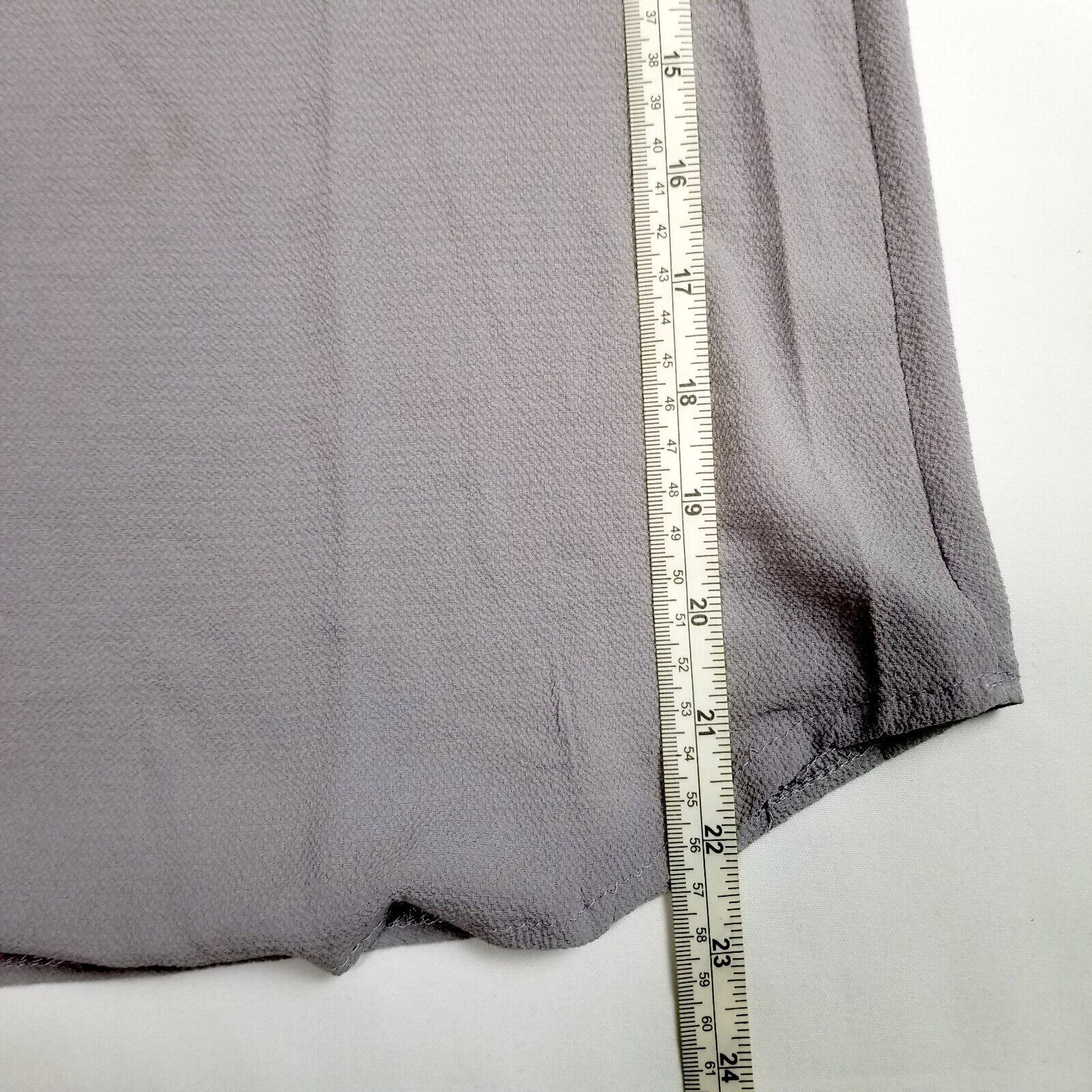 Women's L/XL Grey Loose Relaxed Fit Blouse V-Neck Adjustable Sleeves New NWT