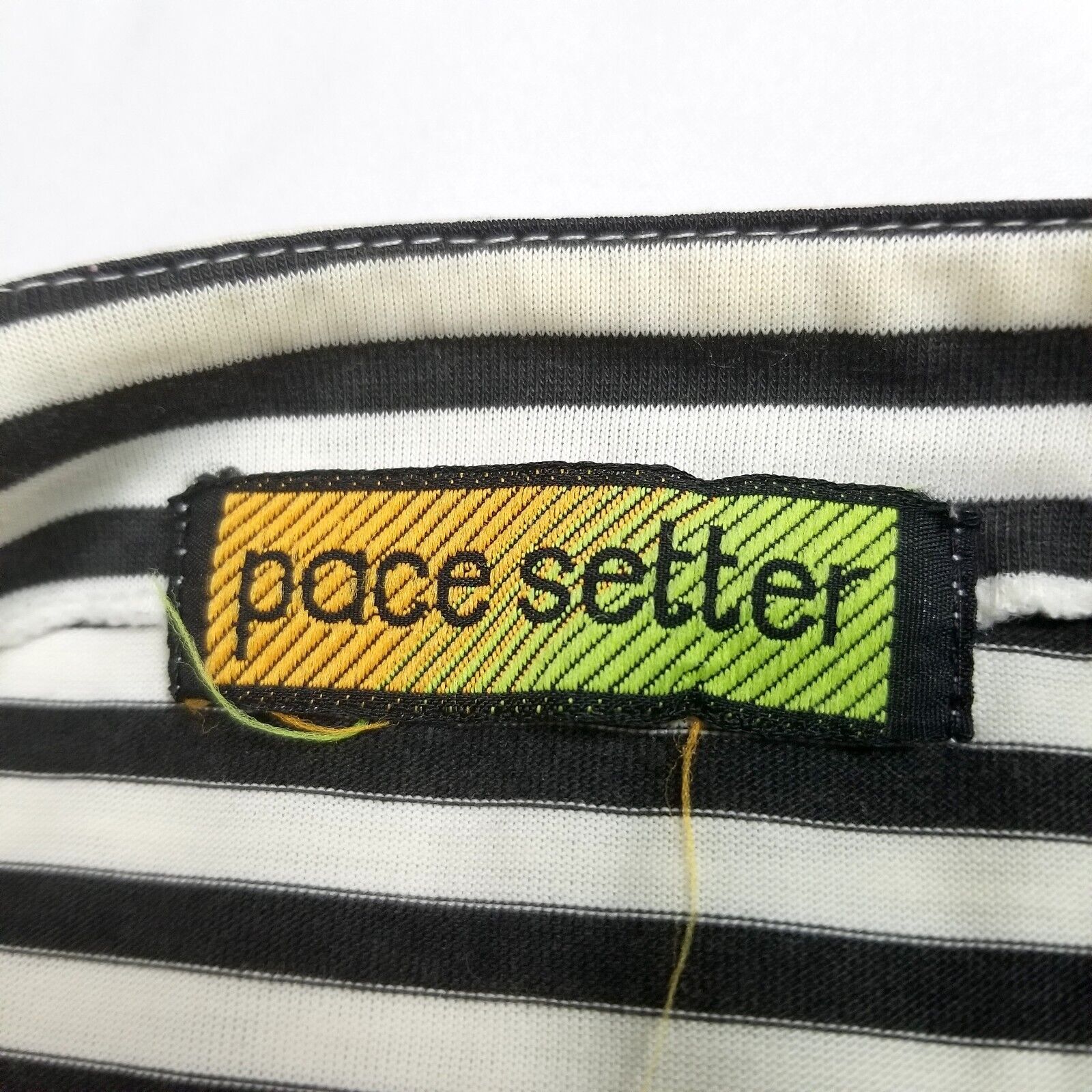 Vintage 80s 90s Women's L Black White Striped Blouse Top Shirt Pearl-Like Button