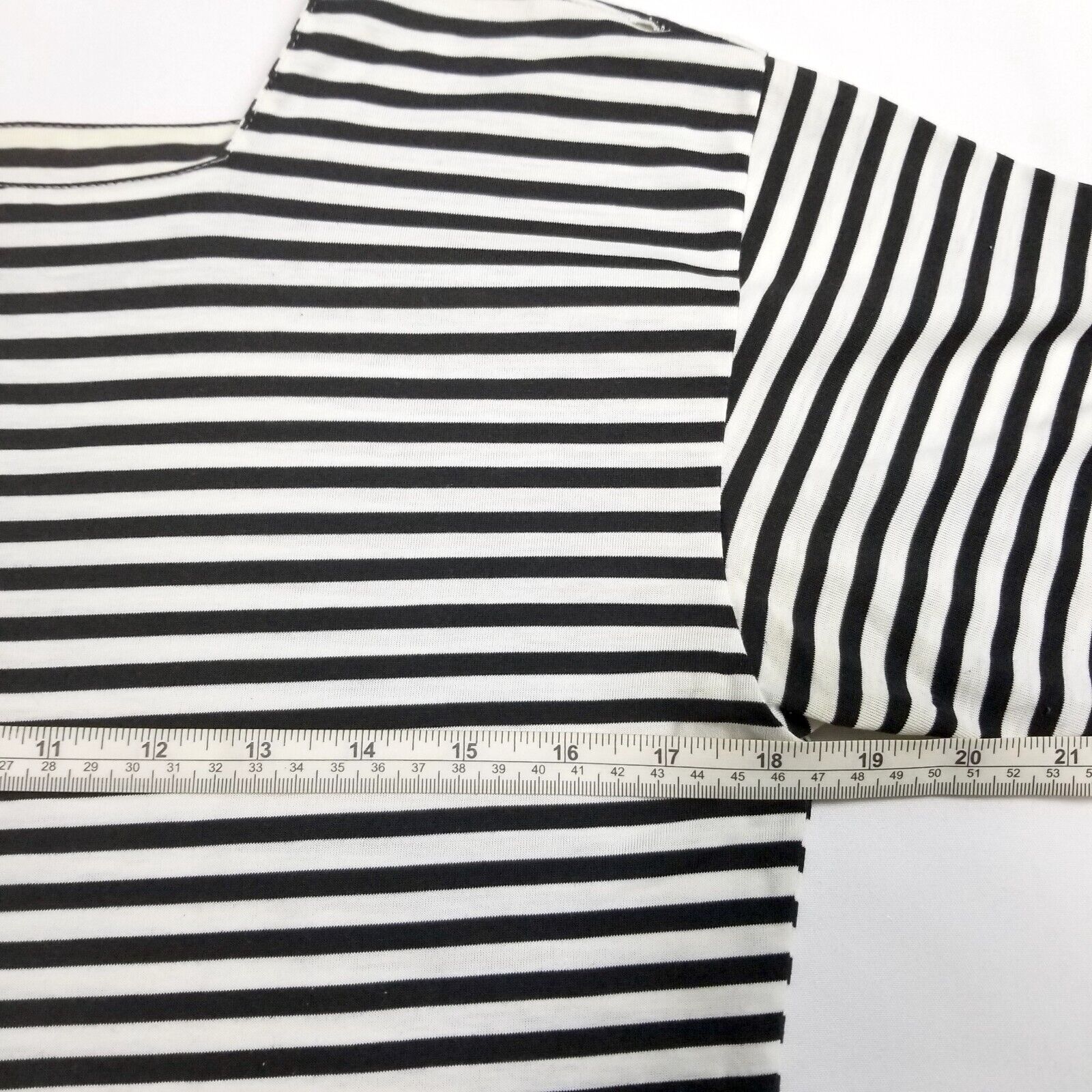 Vintage 80s 90s Women's L Black White Striped Blouse Top Shirt Pearl-Like Button