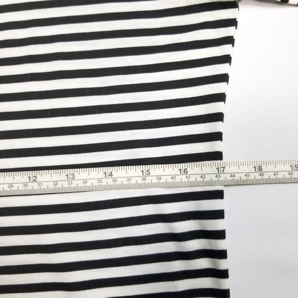 Vintage 80s 90s Women's L Black White Striped Blouse Top Shirt Pearl-Like Button