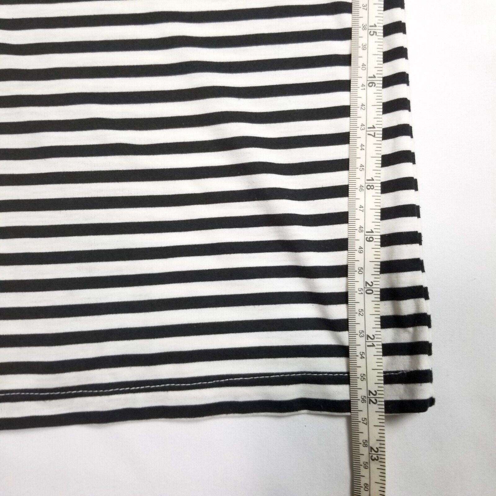 Vintage 80s 90s Women's L Black White Striped Blouse Top Shirt Pearl-Like Button