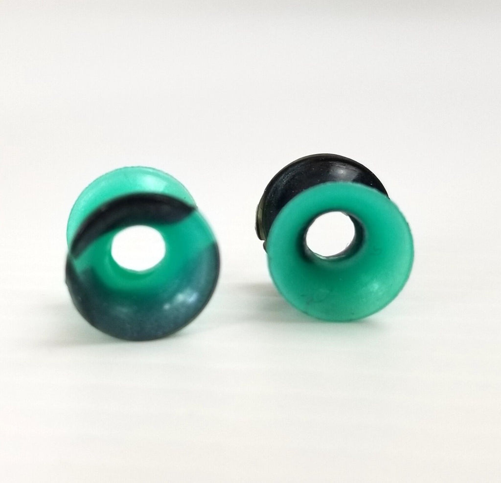 Black/Green Marble 6mm Ear Gauges Silicone Flesh Tunnels Flexible Tie Dye Punk