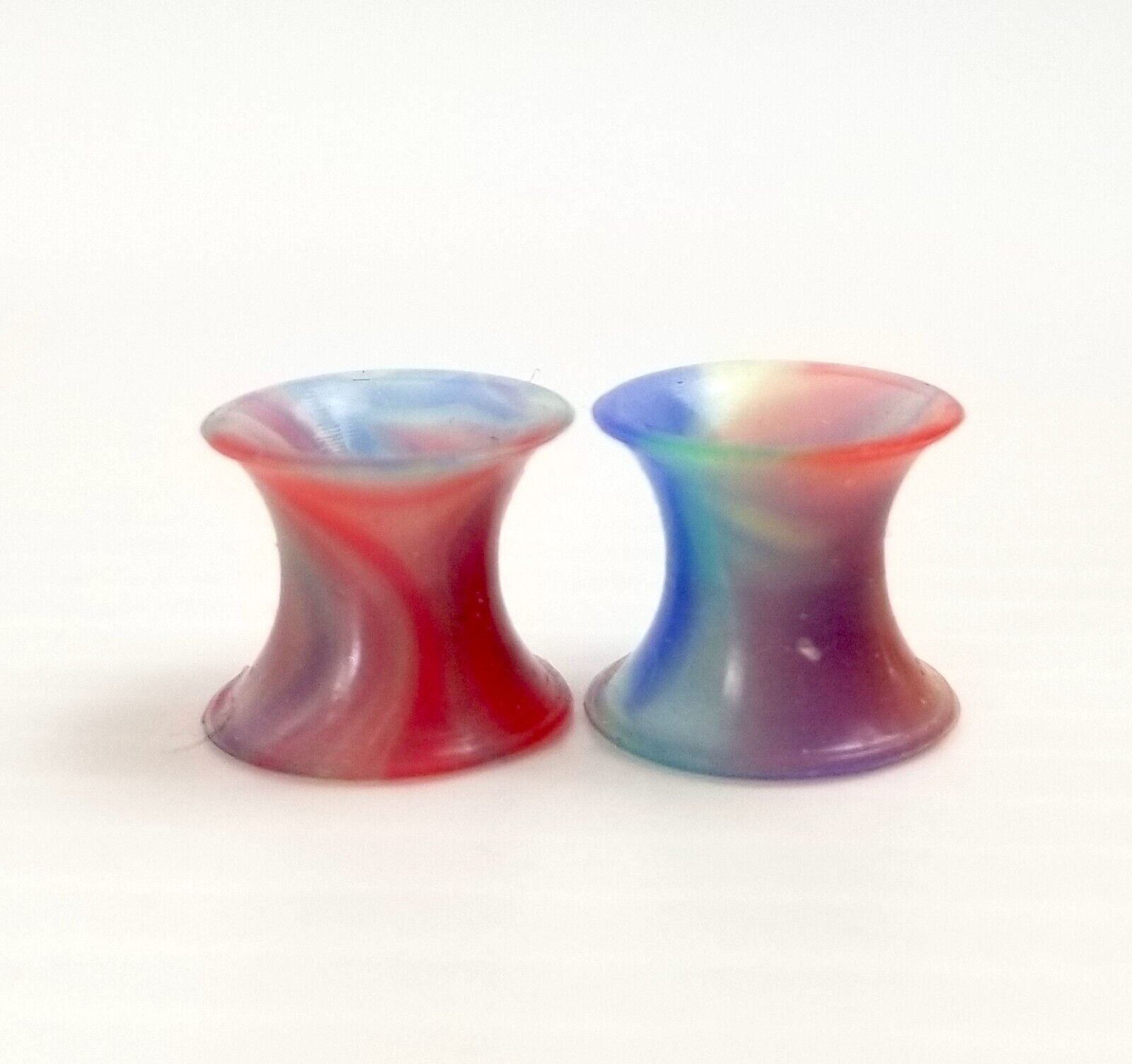 Multicolour Marble 6mm Ear Gauges Silicone Flesh Tunnels Flexible Tie Dye Punk