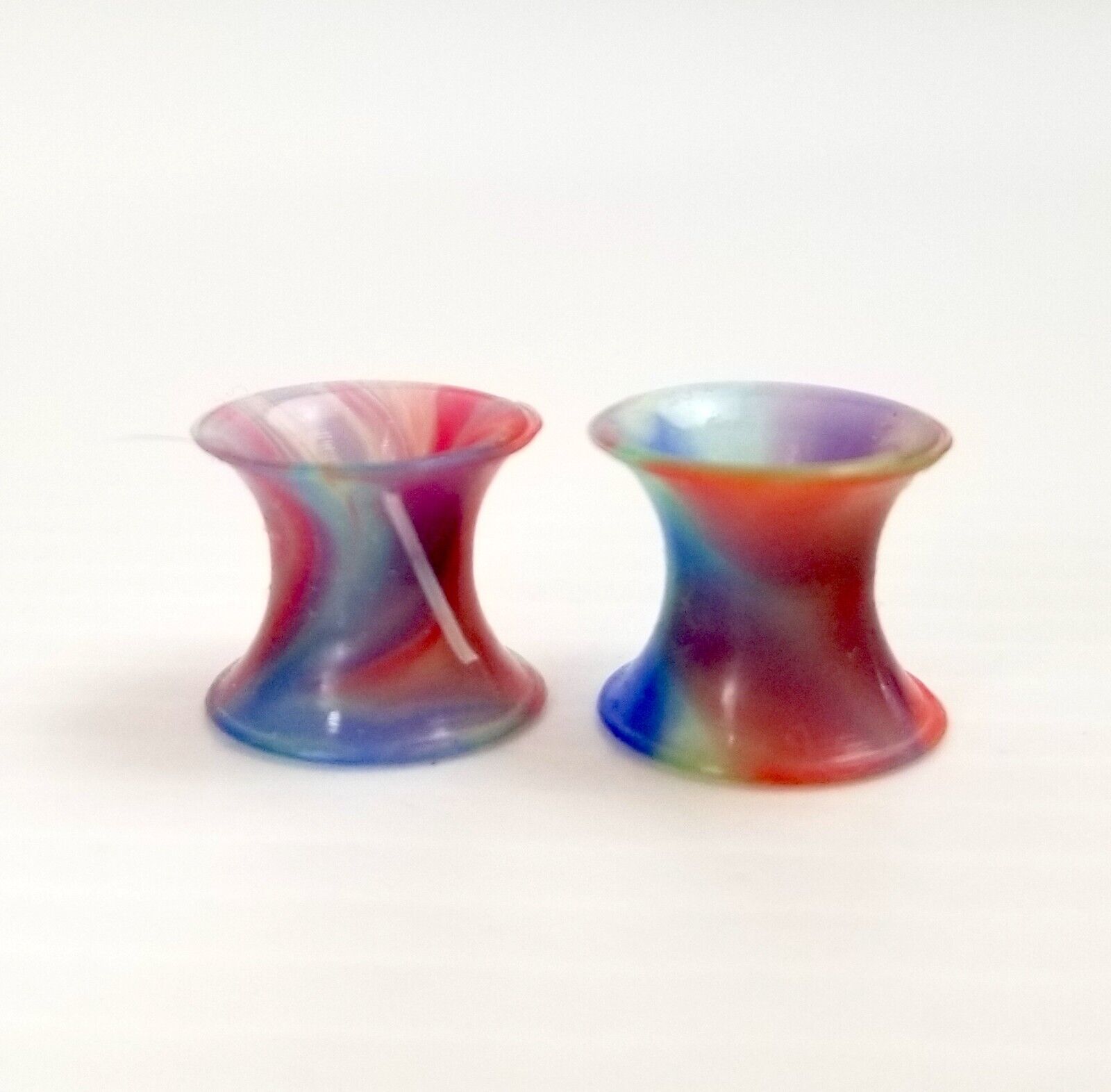 Multicolour Marble 6mm Ear Gauges Silicone Flesh Tunnels Flexible Tie Dye Punk