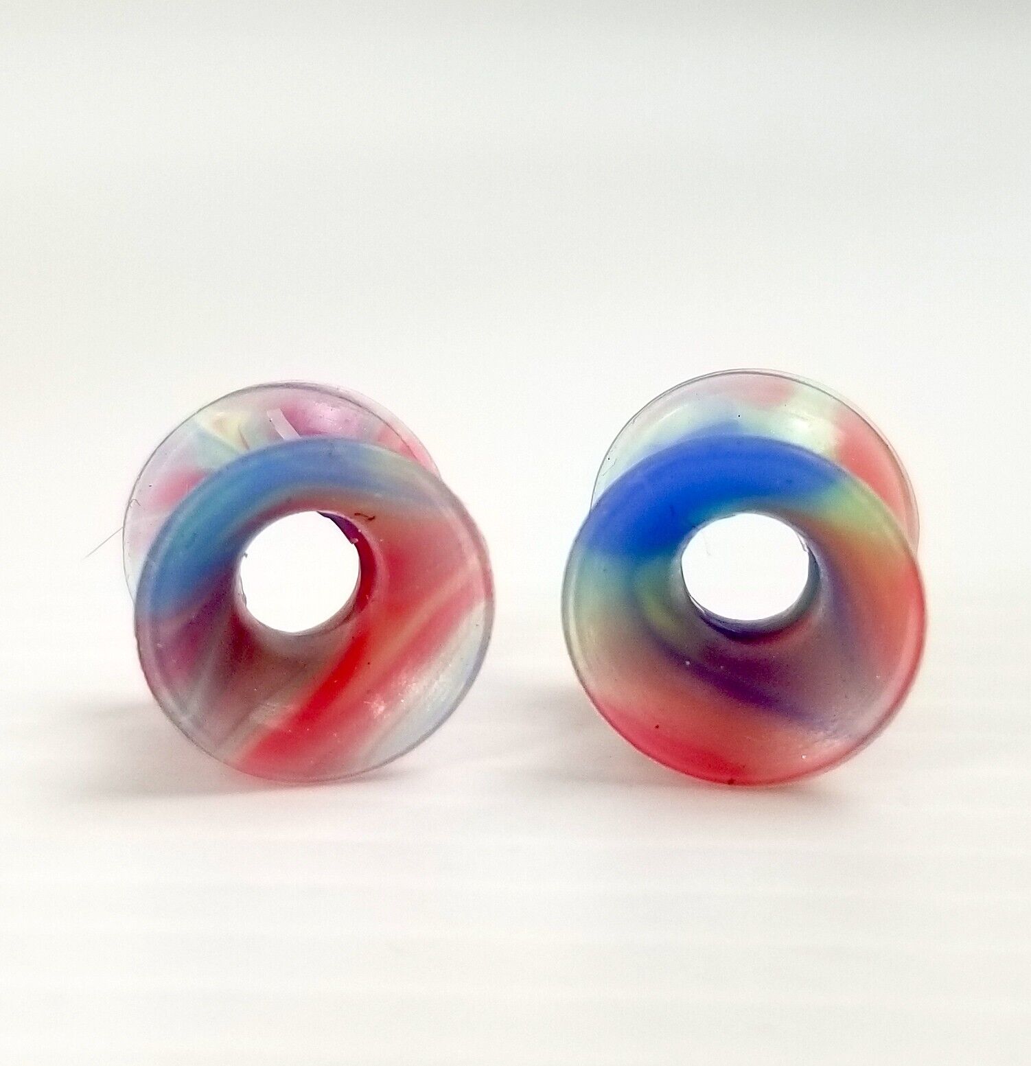 Multicolour Marble 6mm Ear Gauges Silicone Flesh Tunnels Flexible Tie Dye Punk