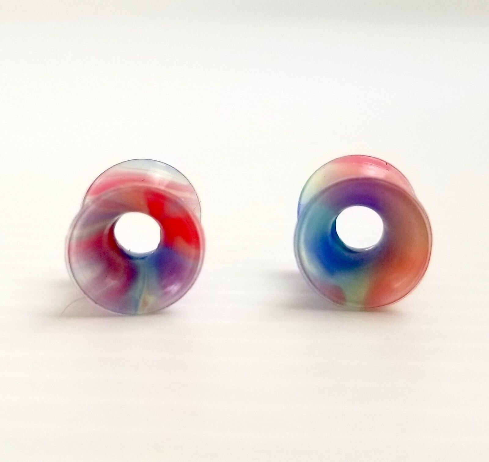 Multicolour Marble 6mm Ear Gauges Silicone Flesh Tunnels Flexible Tie Dye Punk