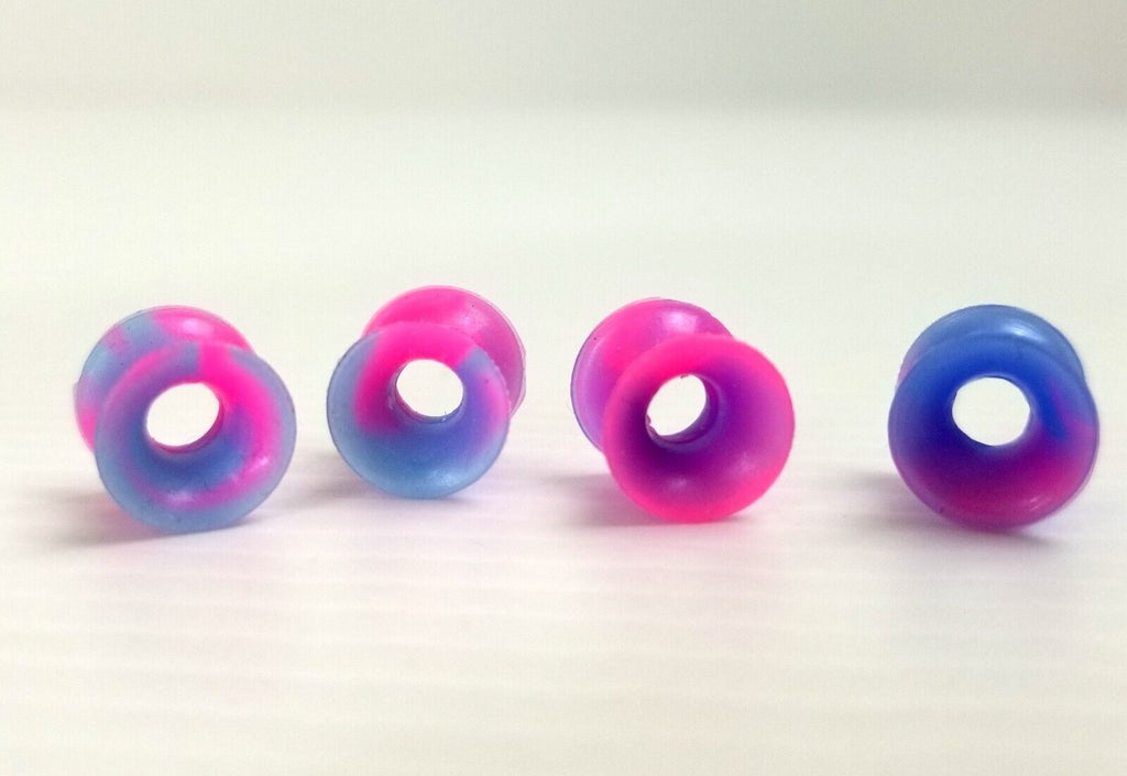 4pcs Pink/Purple Marble 6mm Ear Gauges Silicone Flesh Tunnels Flexible Tie Dye