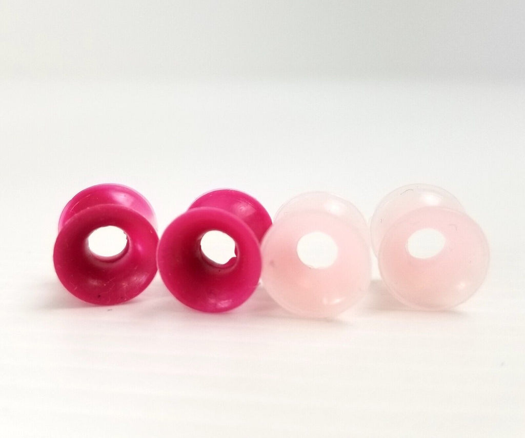 4pcs Pink Marble 6mm Ear Gauges Silicone Flesh Tunnels Flexible Tie Dye 2 Pairs
