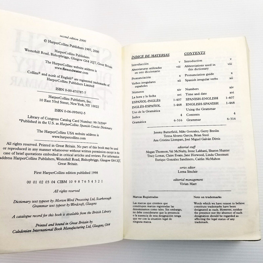 Collins Spanish Dictionary Plus Grammar 2nd Edition, Paperback 2000 Languages