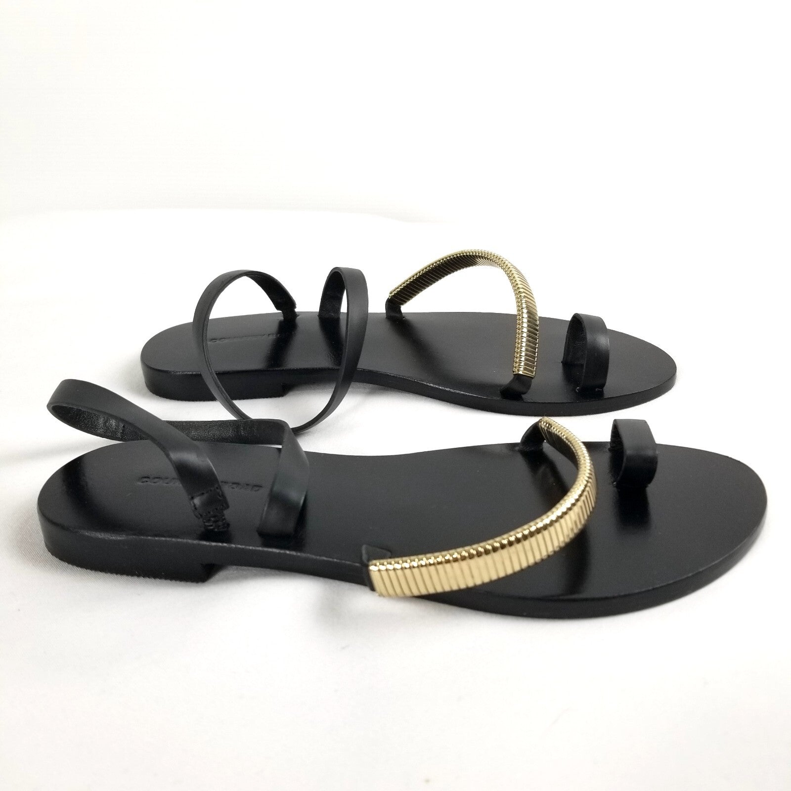 Country Road Luella Sandals 35 Women's 5 Black Gold Leather Slip-On Chic Shoes