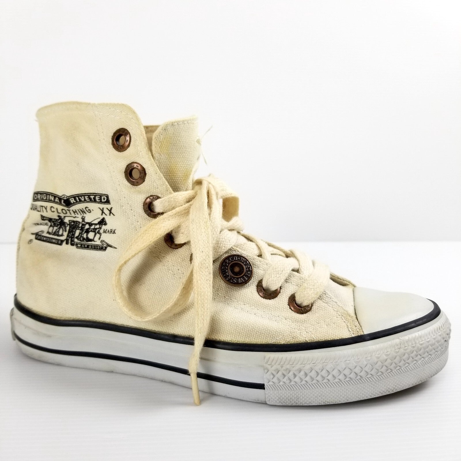 Rare Vintage Levi's US 4 Hi-Top Canvas Sneakers Shoes EU 36 UK 3 Women's Youth
