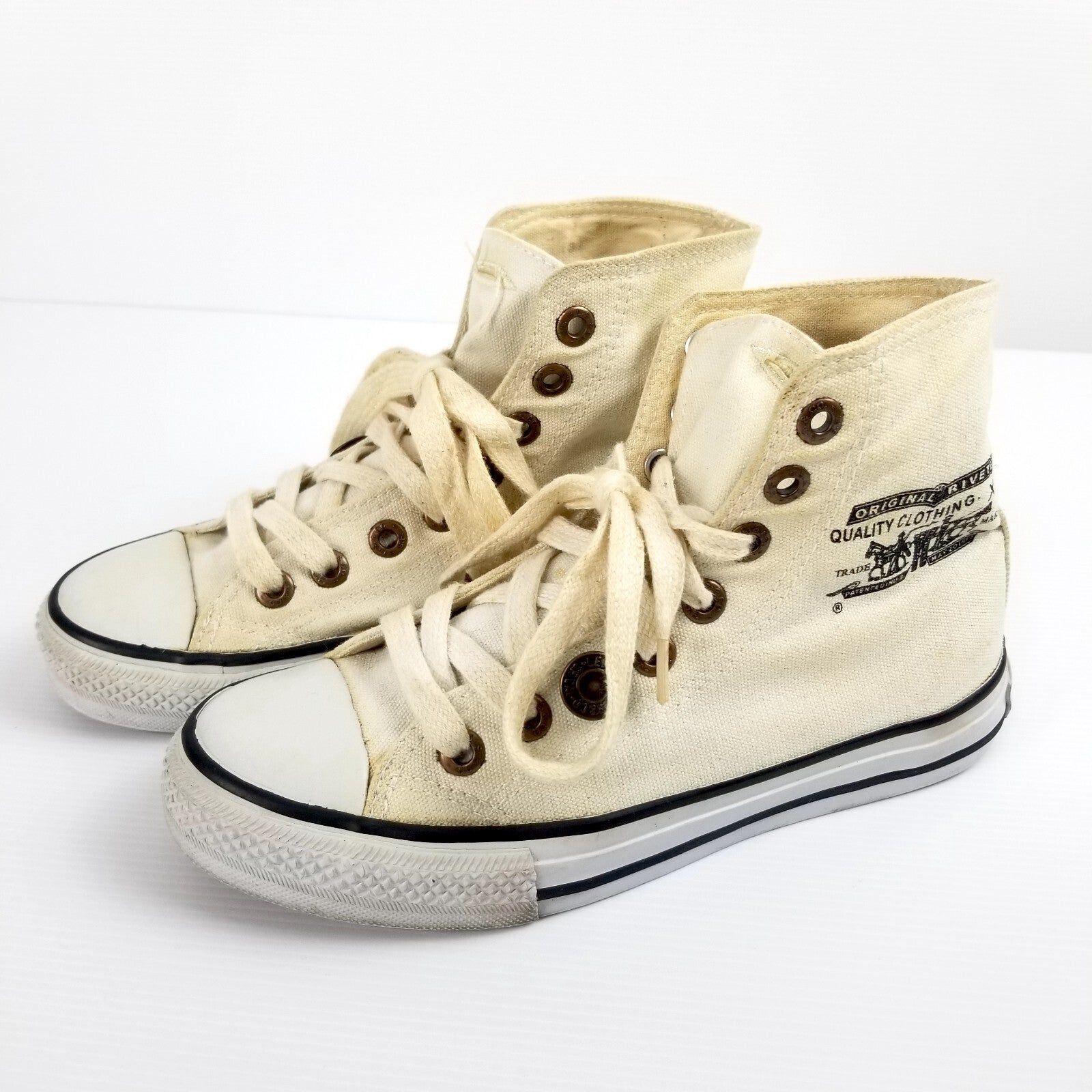 Rare Vintage Levi's US 4 Hi-Top Canvas Sneakers Shoes EU 36 UK 3 Women's Youth