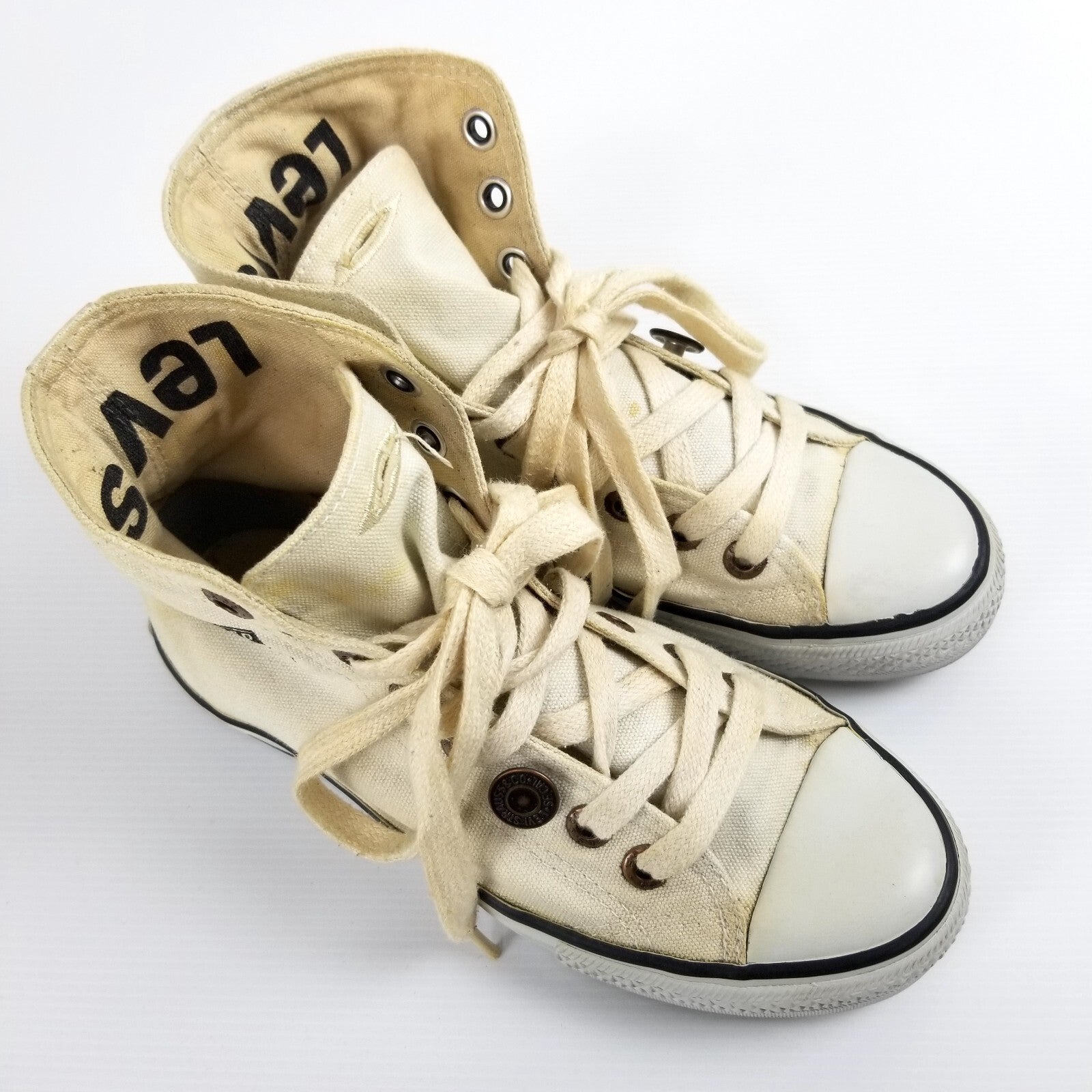 Rare Vintage Levi's US 4 Hi-Top Canvas Sneakers Shoes EU 36 UK 3 Women's Youth