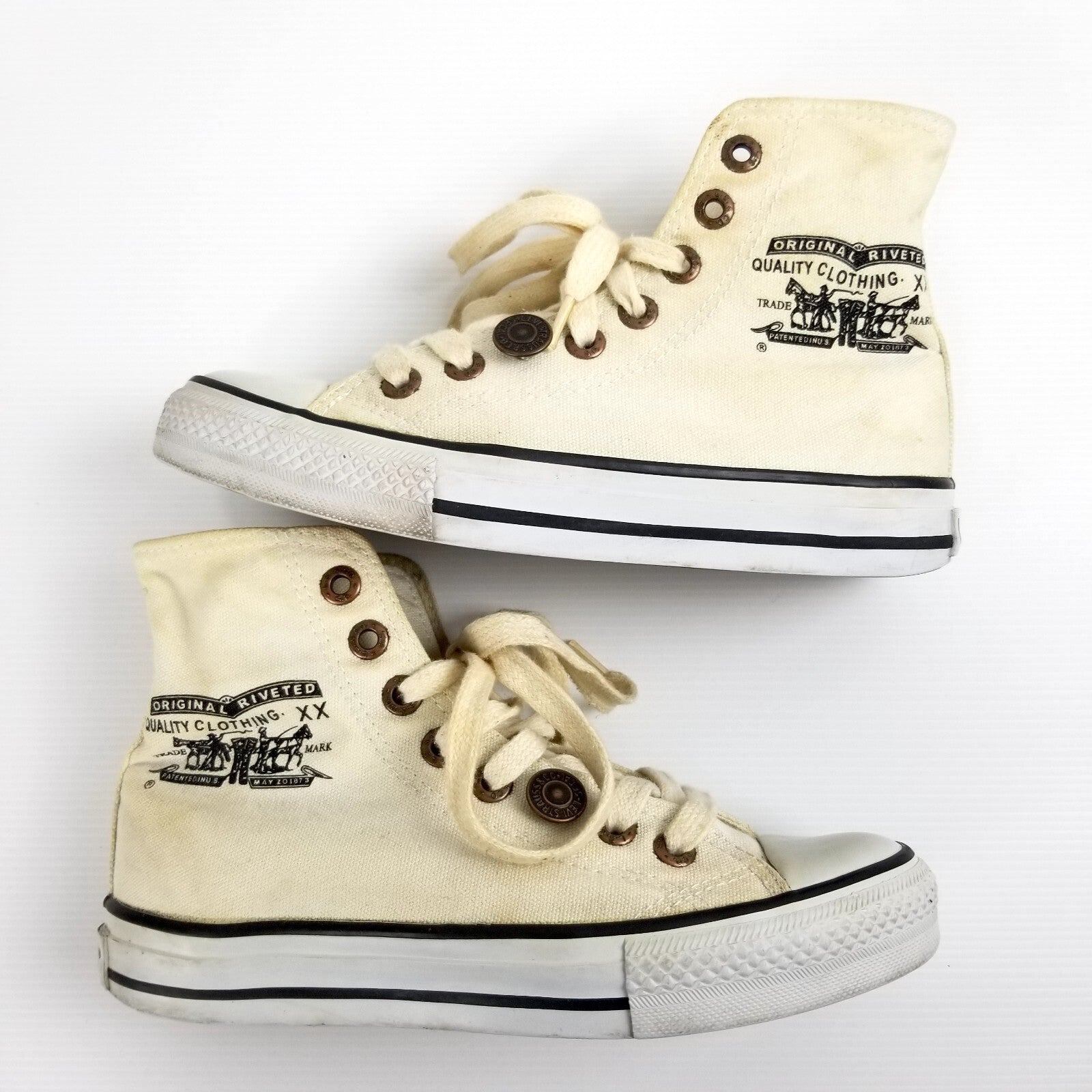 Rare Vintage Levi's US 4 Hi-Top Canvas Sneakers Shoes EU 36 UK 3 Women's Youth