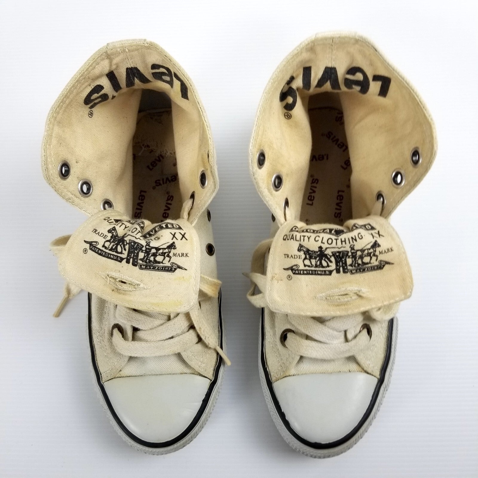 Rare Vintage Levi's US 4 Hi-Top Canvas Sneakers Shoes EU 36 UK 3 Women's Youth