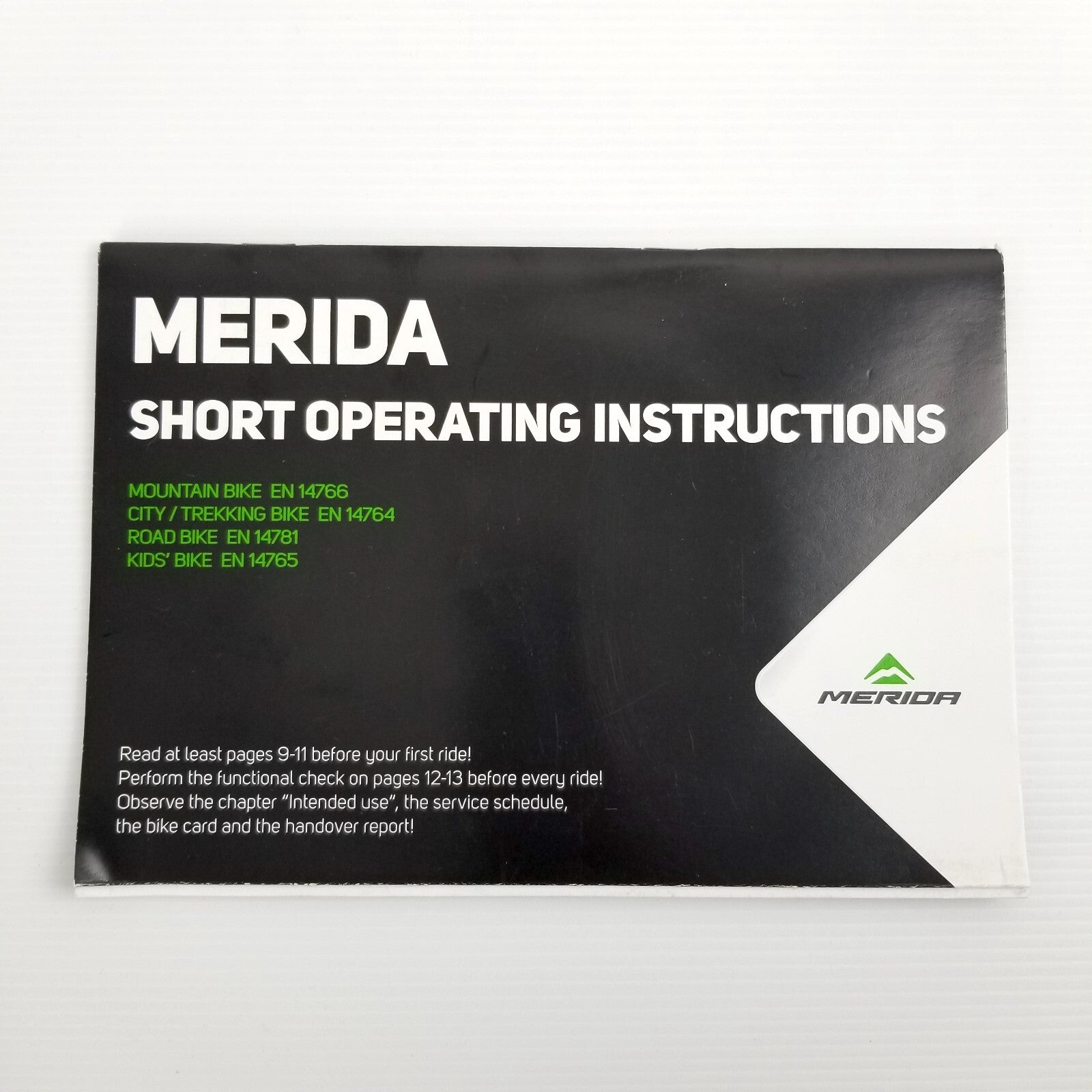 Merida Short Operating Instructions User Manual CD Mountain City Road Bike 2014