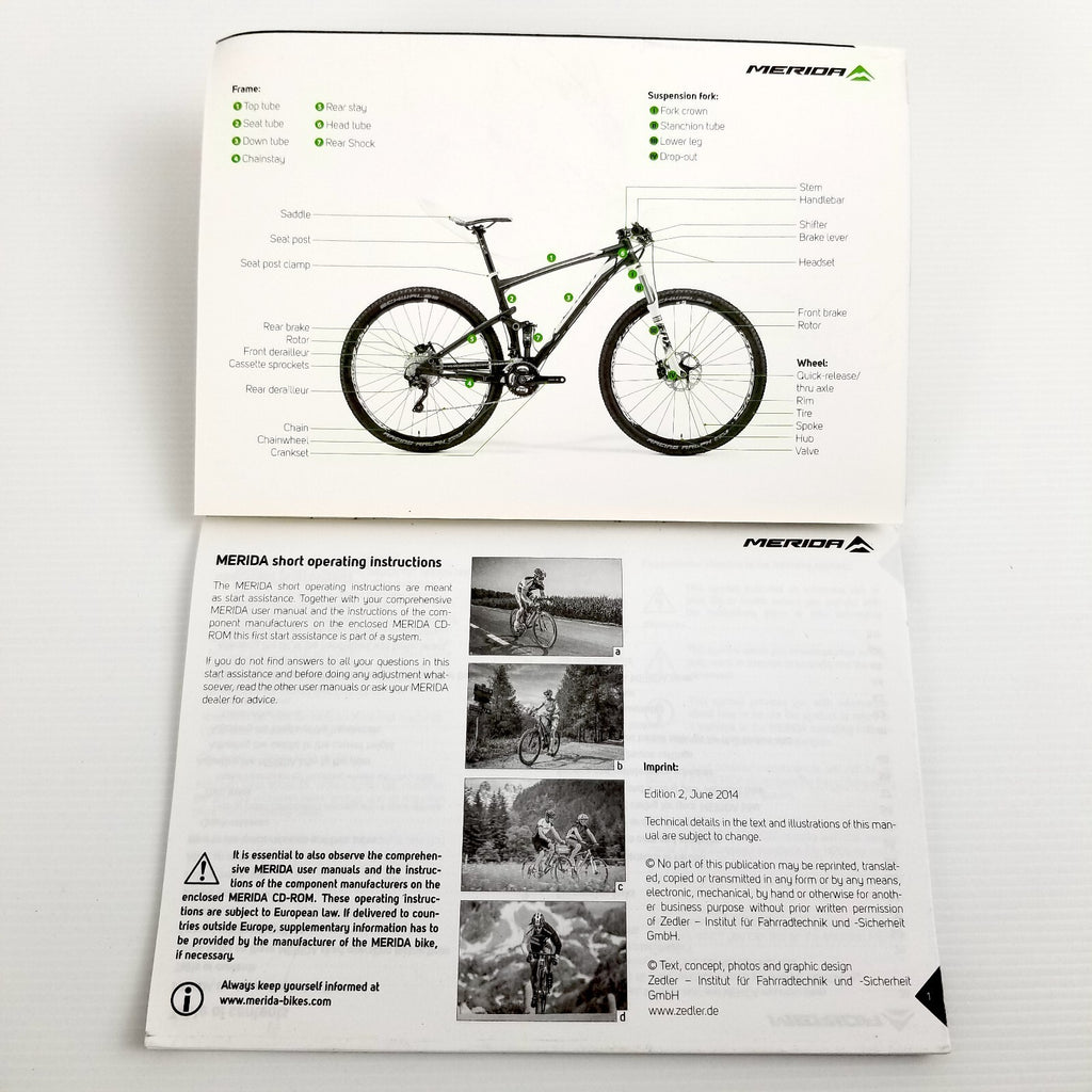 Merida Short Operating Instructions User Manual CD Mountain City Road Bike 2014