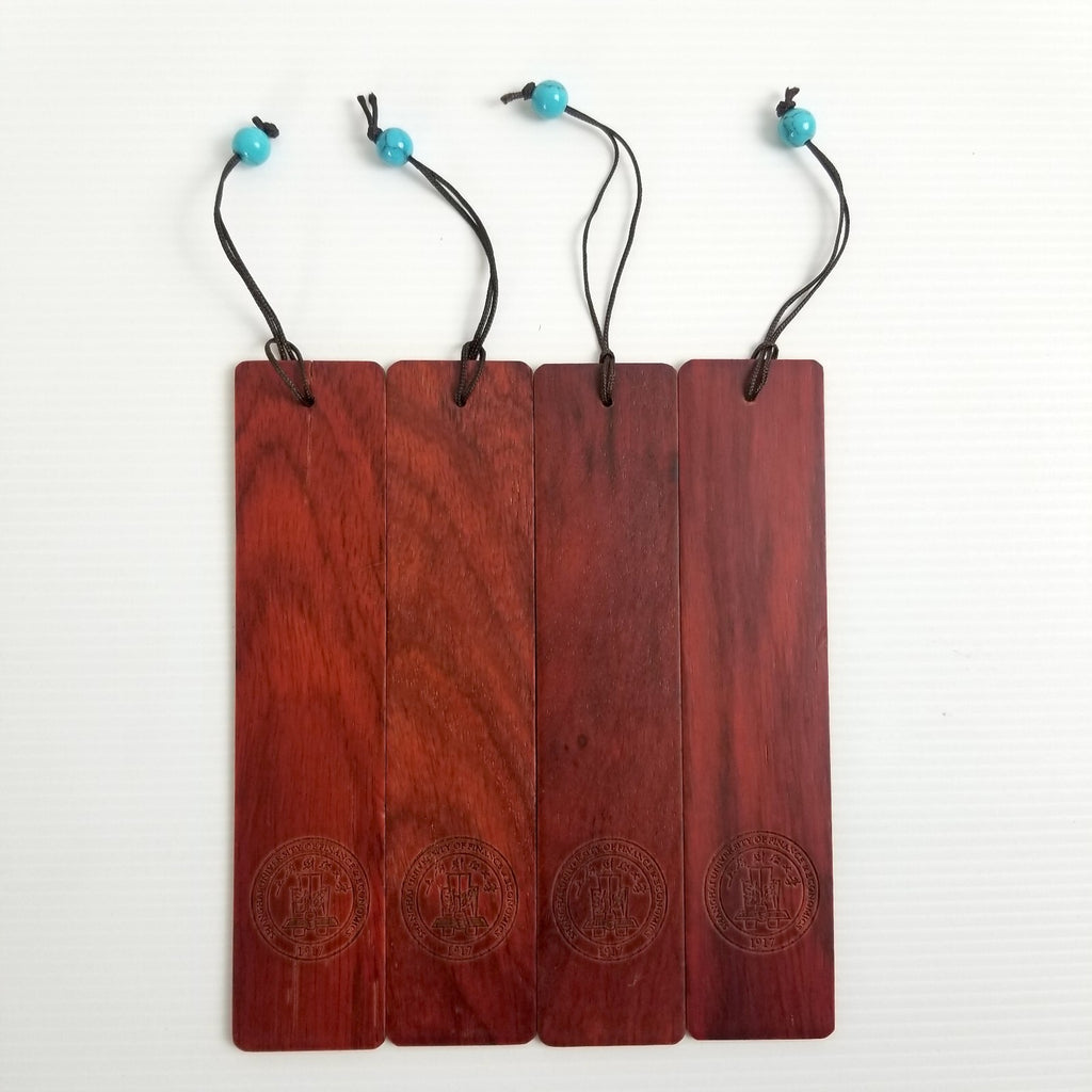 Rare Set of 4 Shanghai University of Finance & Economics Wooden Bookmarks Carved