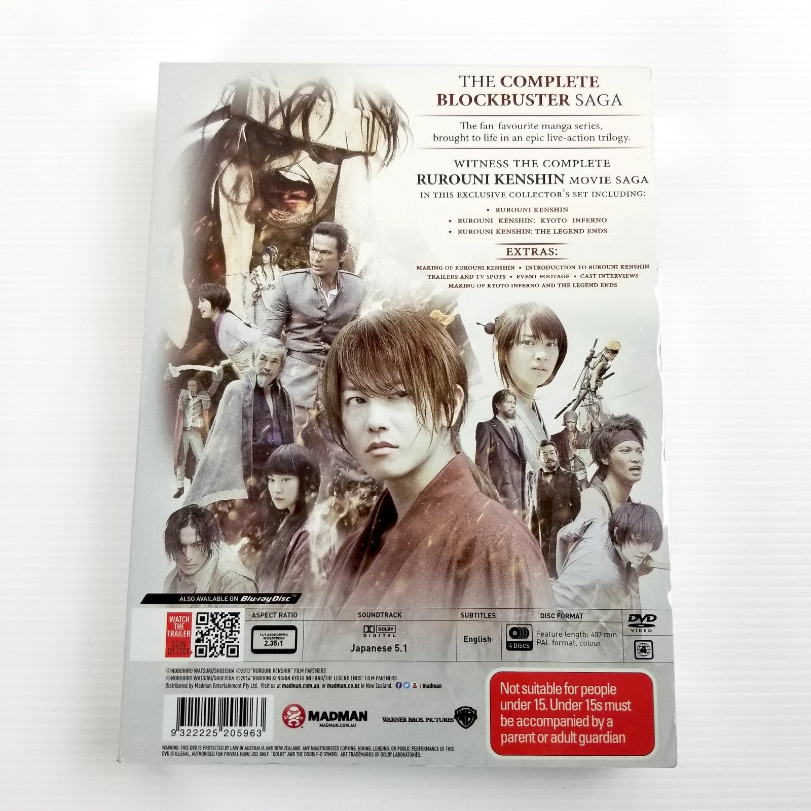 Rare Rurouni Kenshin Trilogy Live-Action DVD Region 4 Like New 4 Discs
