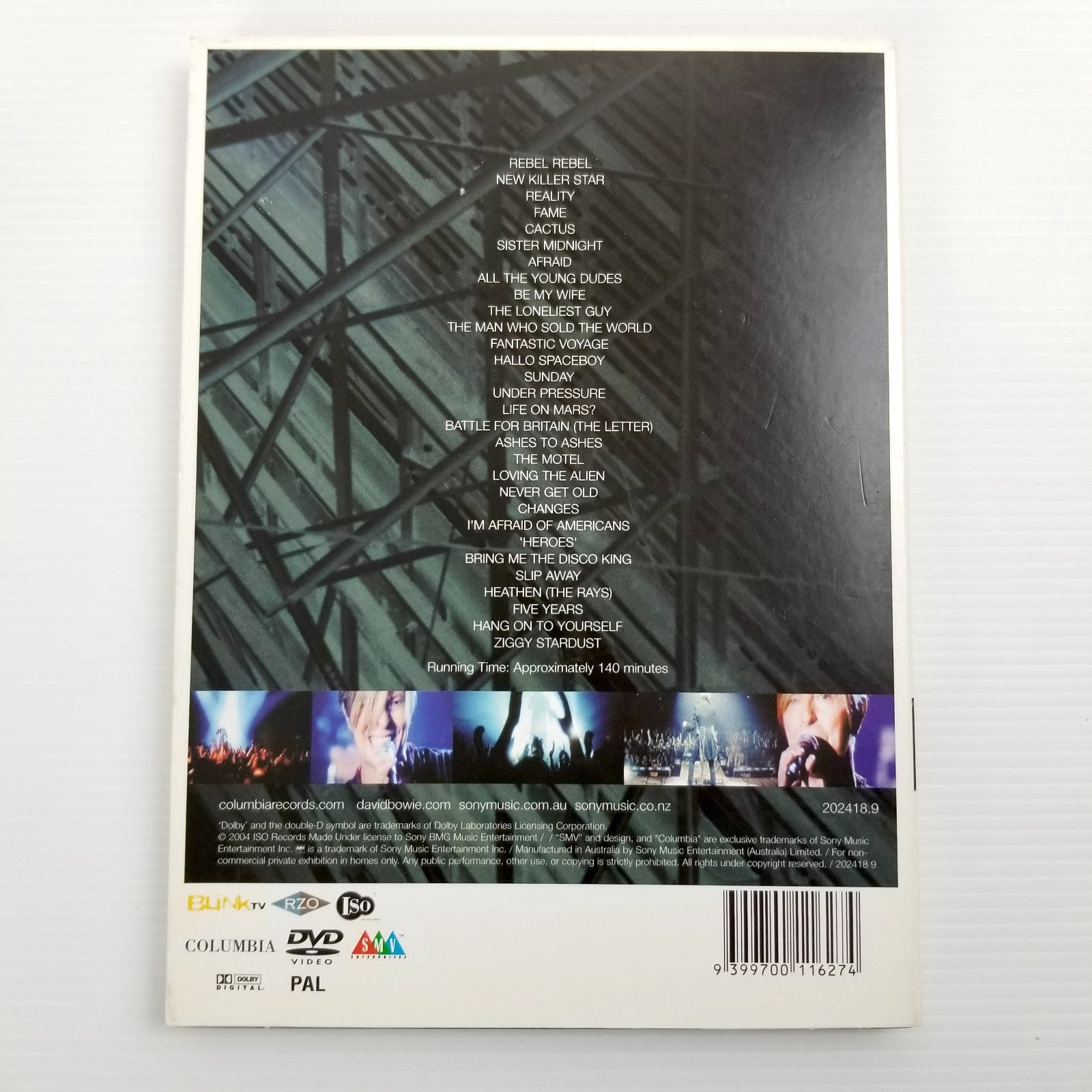DAVID BOWIE A Reality Tour DVD PAL Region All Like New