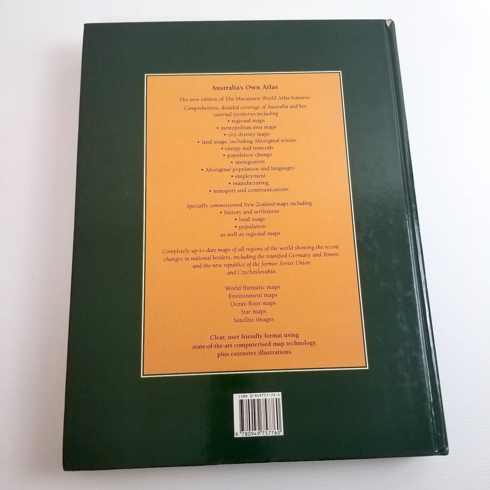 Vintage Rare The Macquarie World Atlas by Macquarie (Hardcover, 1994) Large Book
