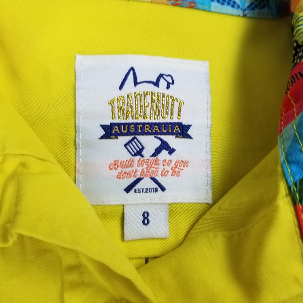 TradeMutt Women’s Fractal Yellow Day/Night Hi Vis Long Sleeve Work Shirt Button