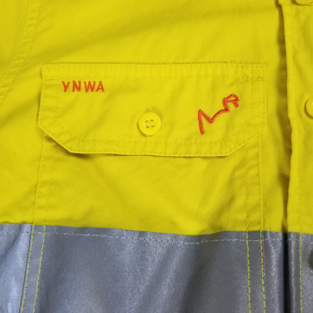 TradeMutt Women’s Fractal Yellow Day/Night Hi Vis Long Sleeve Work Shirt Button