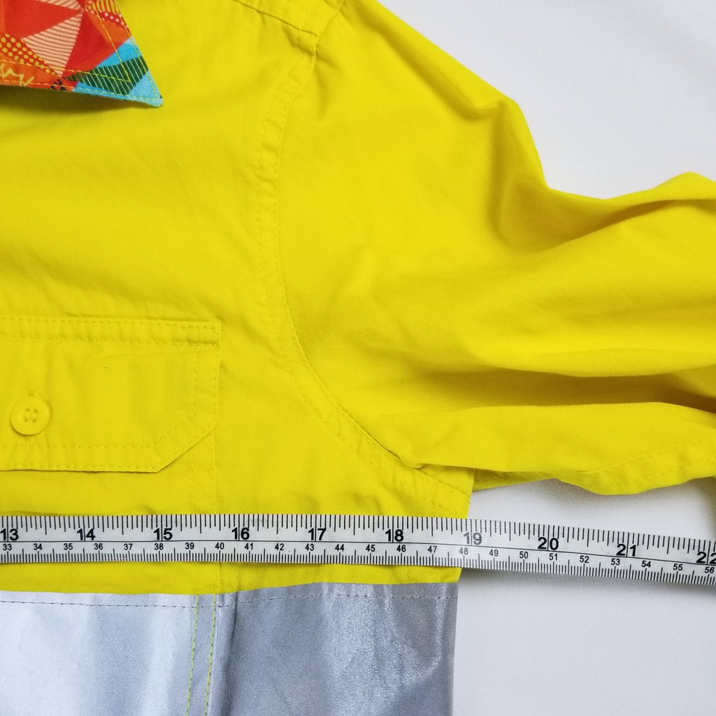 TradeMutt Women’s Fractal Yellow Day/Night Hi Vis Long Sleeve Work Shirt Button