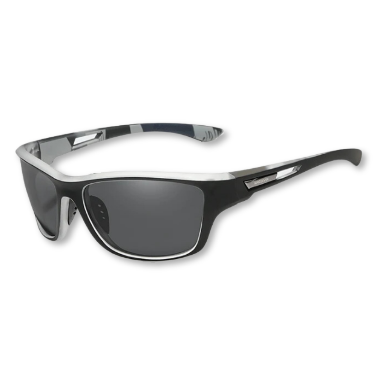 Kingseven Men's Lightweight Wraparound Polarised Sunglasses (Clear/Black) UV400