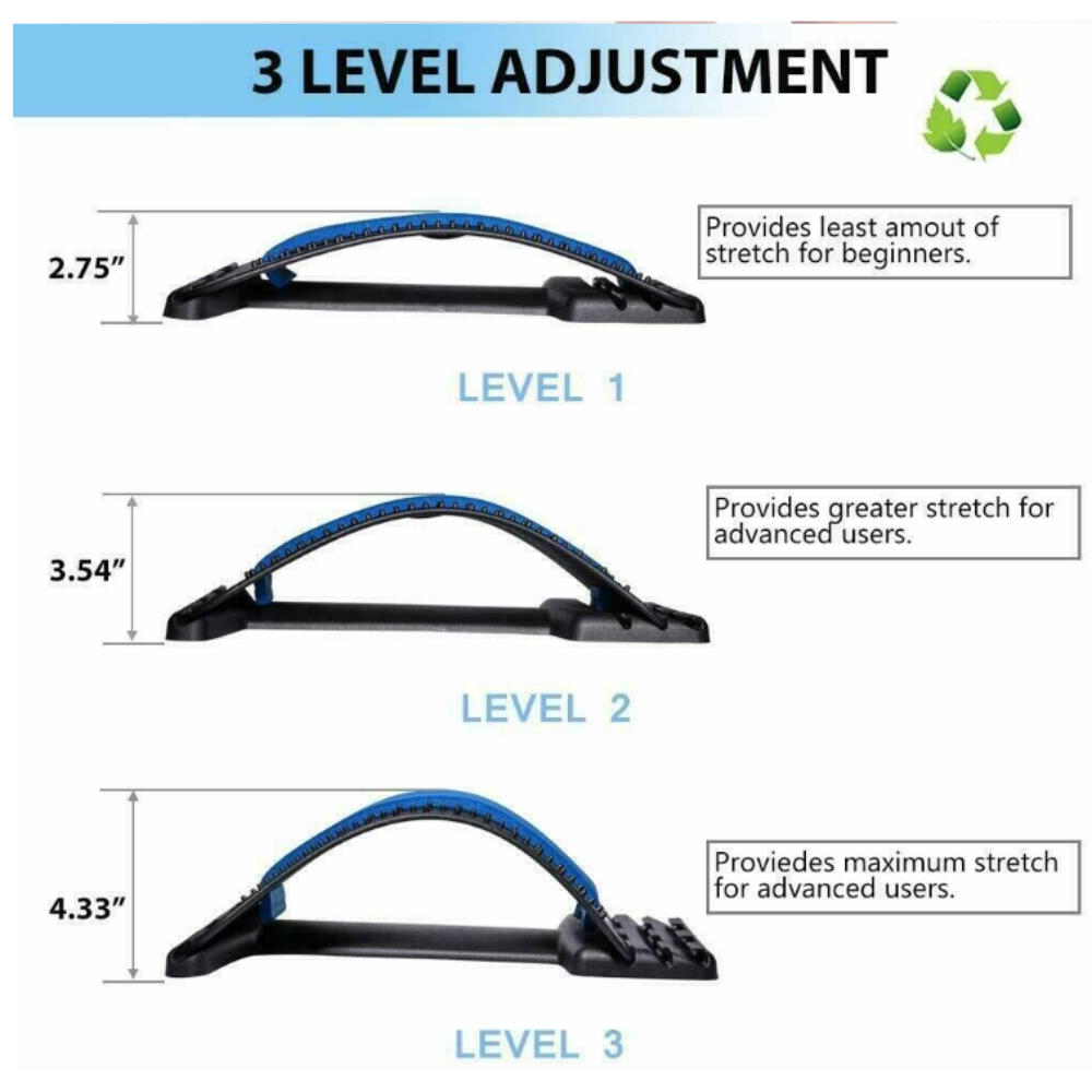 Magnetotherapy Pink Multi-Level Adjustable Lumbar Spine Back Support Stretcher