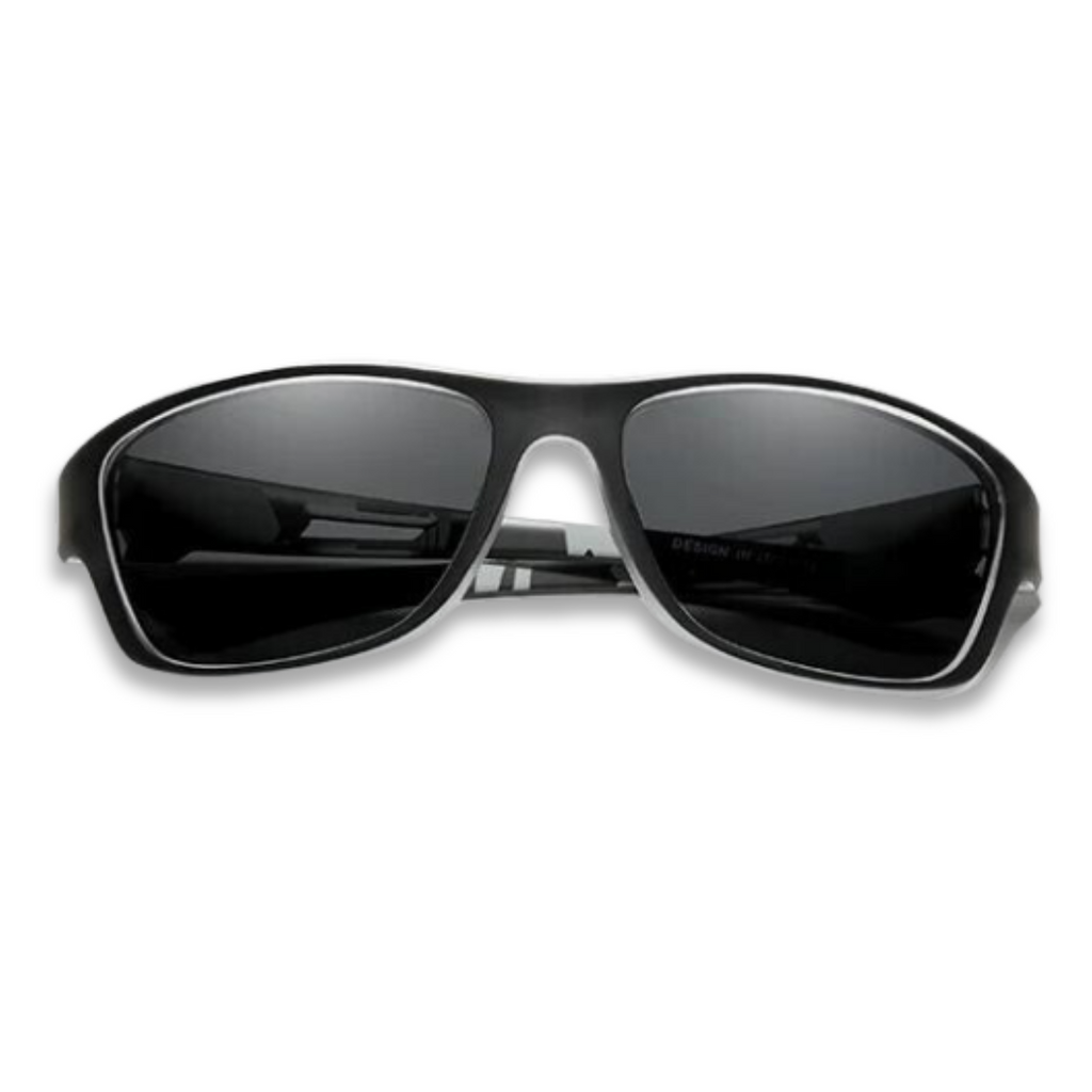 Kingseven Men's Lightweight Wraparound Polarised Sunglasses (Clear/Black) UV400
