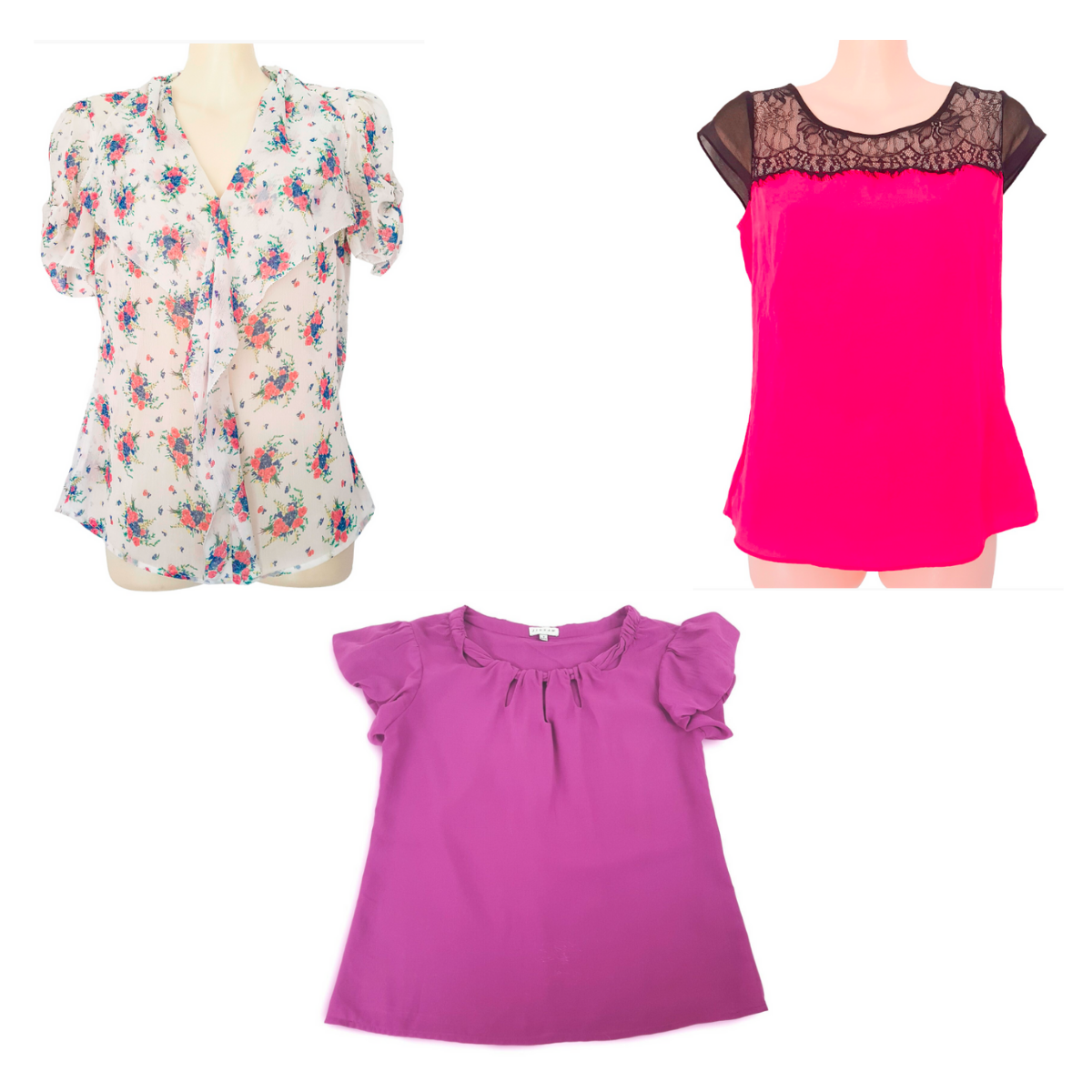 3pcs Lot Branded Casual Short Sleeve Basic Women's Regular Blouse Top Size Small
