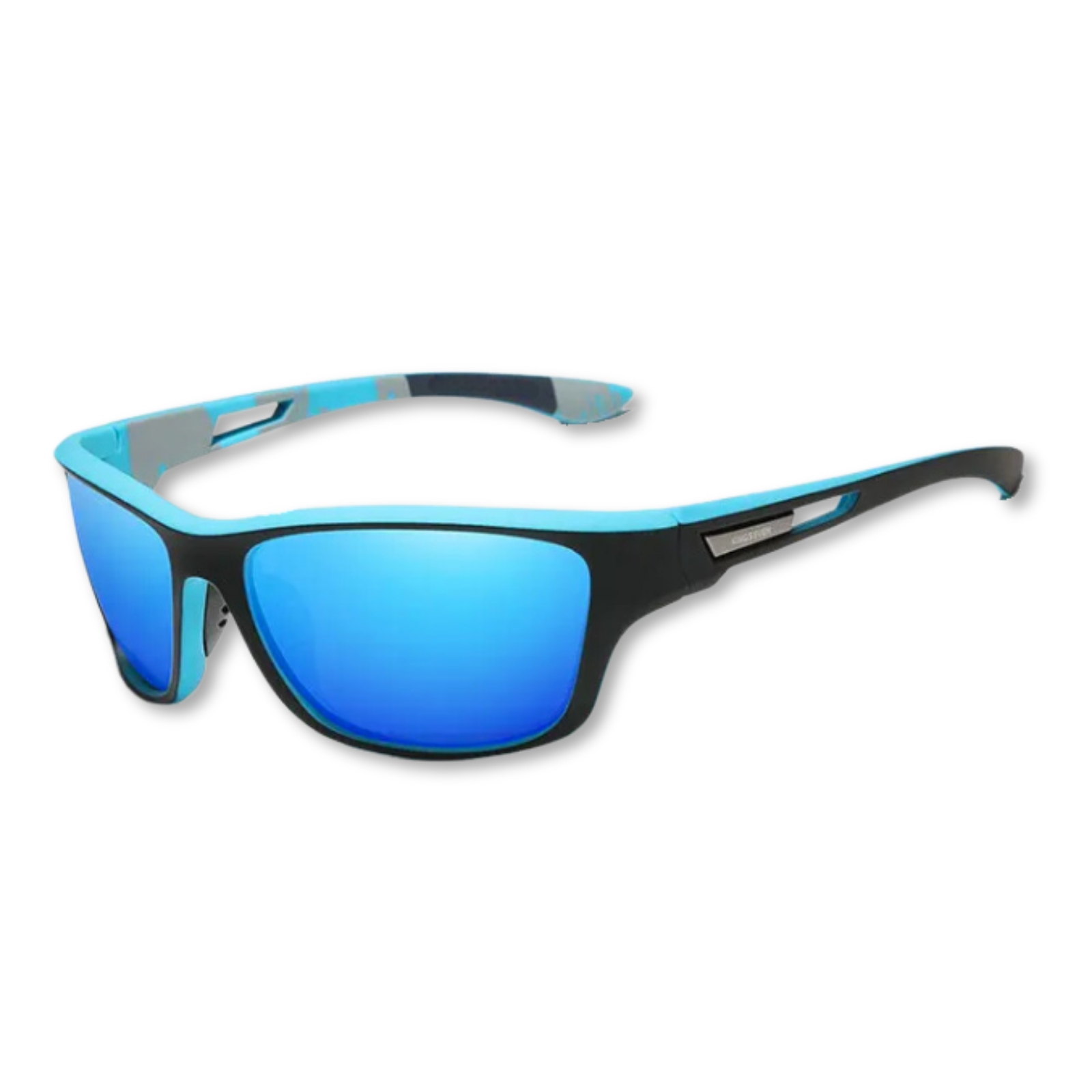 Kingseven Men's Lightweight Wraparound Polarised Sunglasses (Black/Blue) UV400