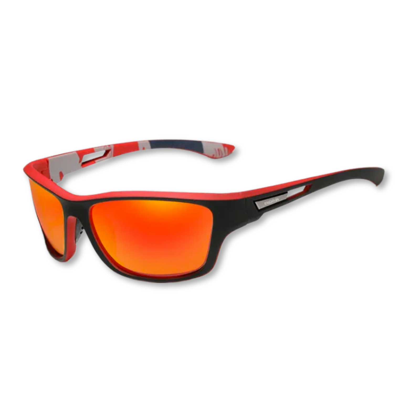 Kingseven Men's Lightweight Wraparound Polarised Sunglasses (Black/Red) UV400