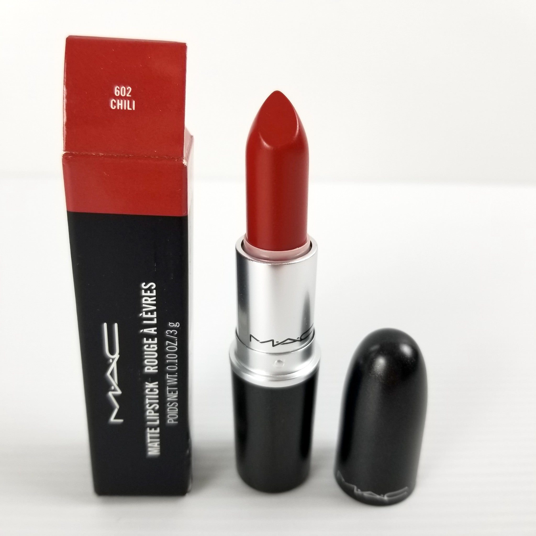 M·A·C CHILI 602 Red Matte Lipstick, Brownish Orange Undertones Make Up Cosmetics