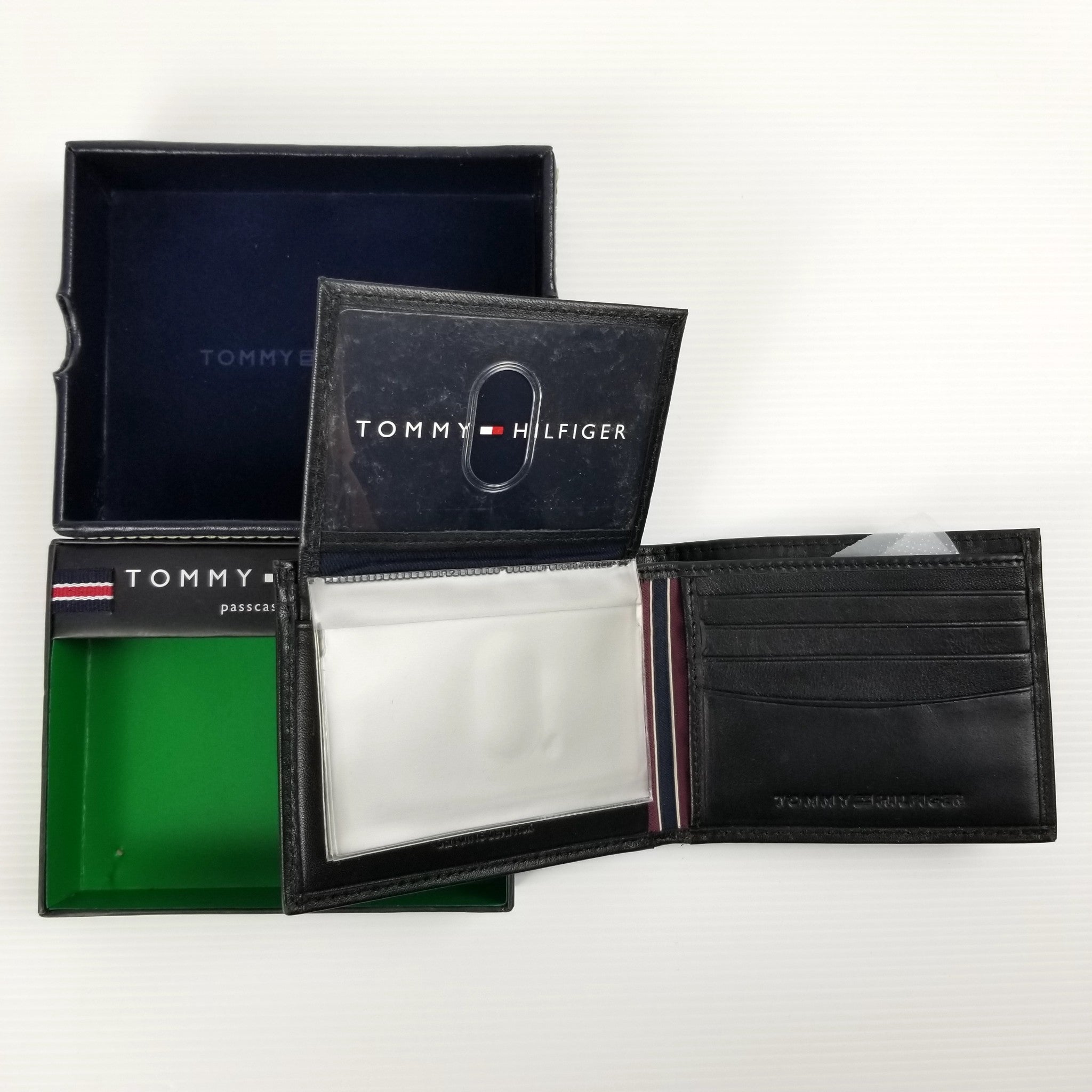 Tommy Hilfiger Men's Bifold Leather Wallet Passcase Stockton Billfold Black, New