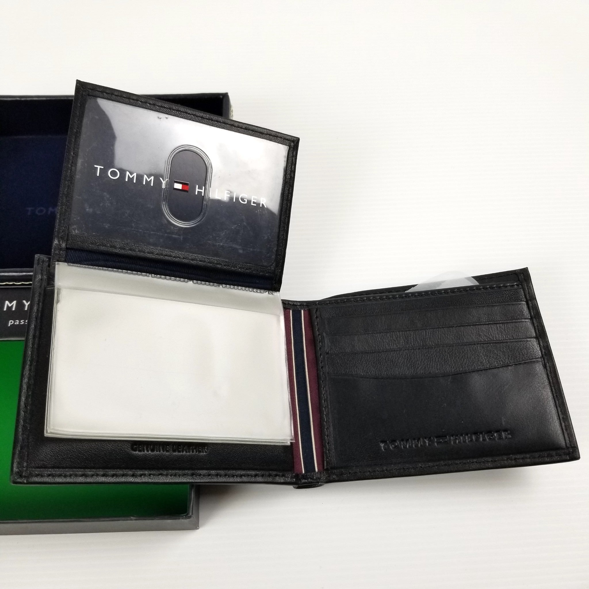 Tommy Hilfiger Men's Bifold Leather Wallet Passcase Stockton Billfold Black, New