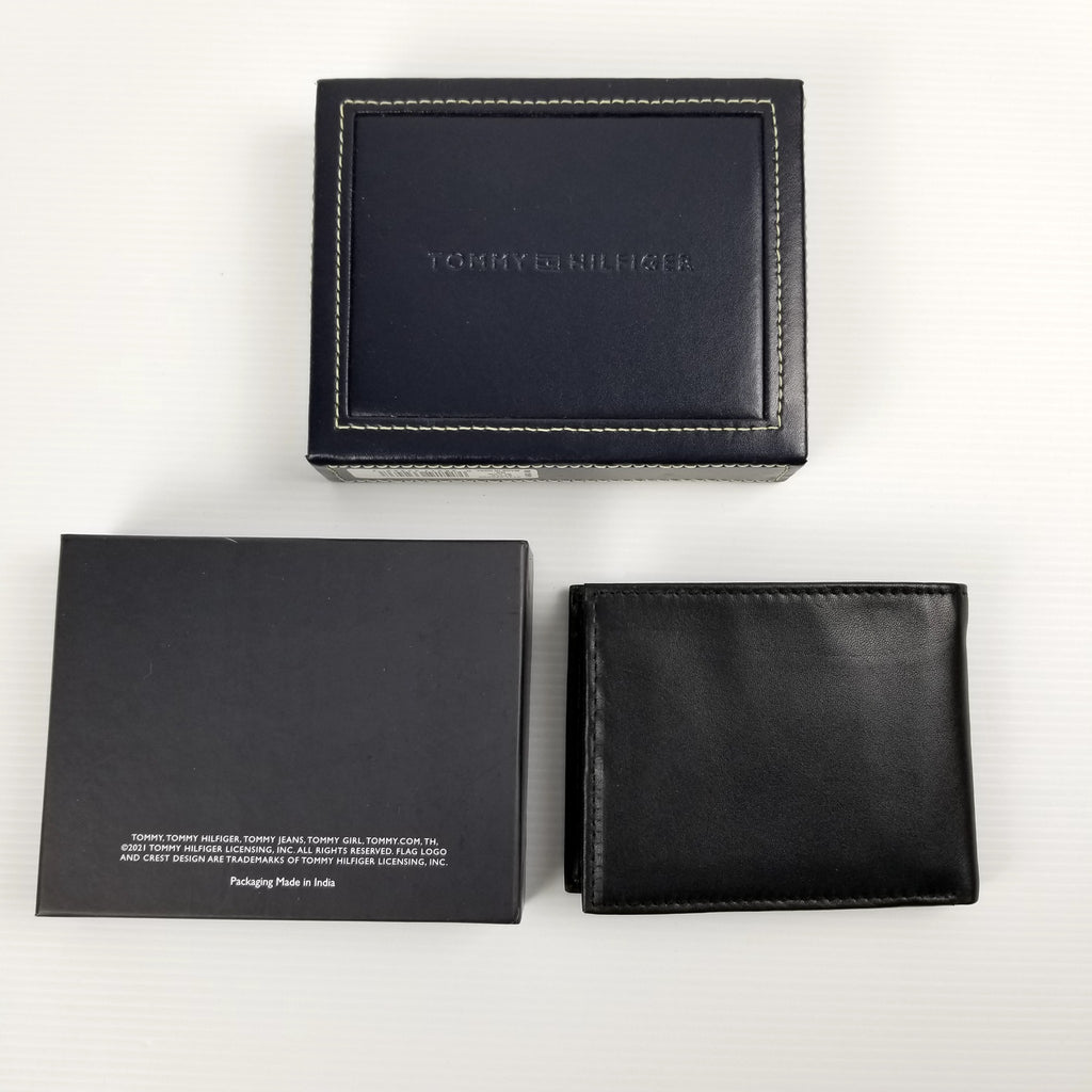Tommy Hilfiger Men's Bifold Leather Wallet Passcase Stockton Billfold Black, New