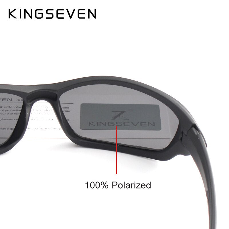 Kingseven Men's Wraparound Polarized Sunglasses Black/Blue UV400 Driving Fishing