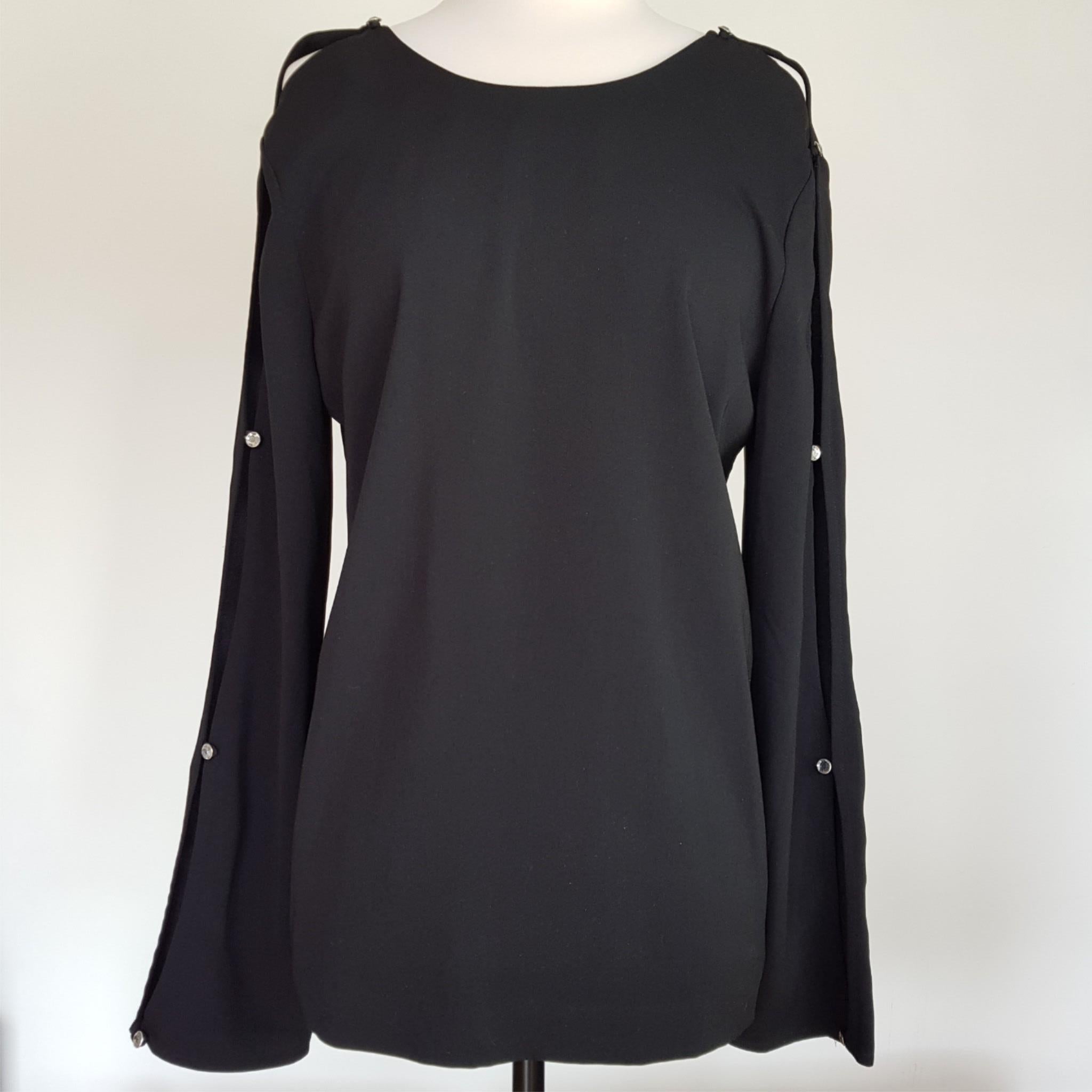 WAREHOUSE Black Casual Long Sleeve Women's Long Top Keyhole Back Sleeves Size 10