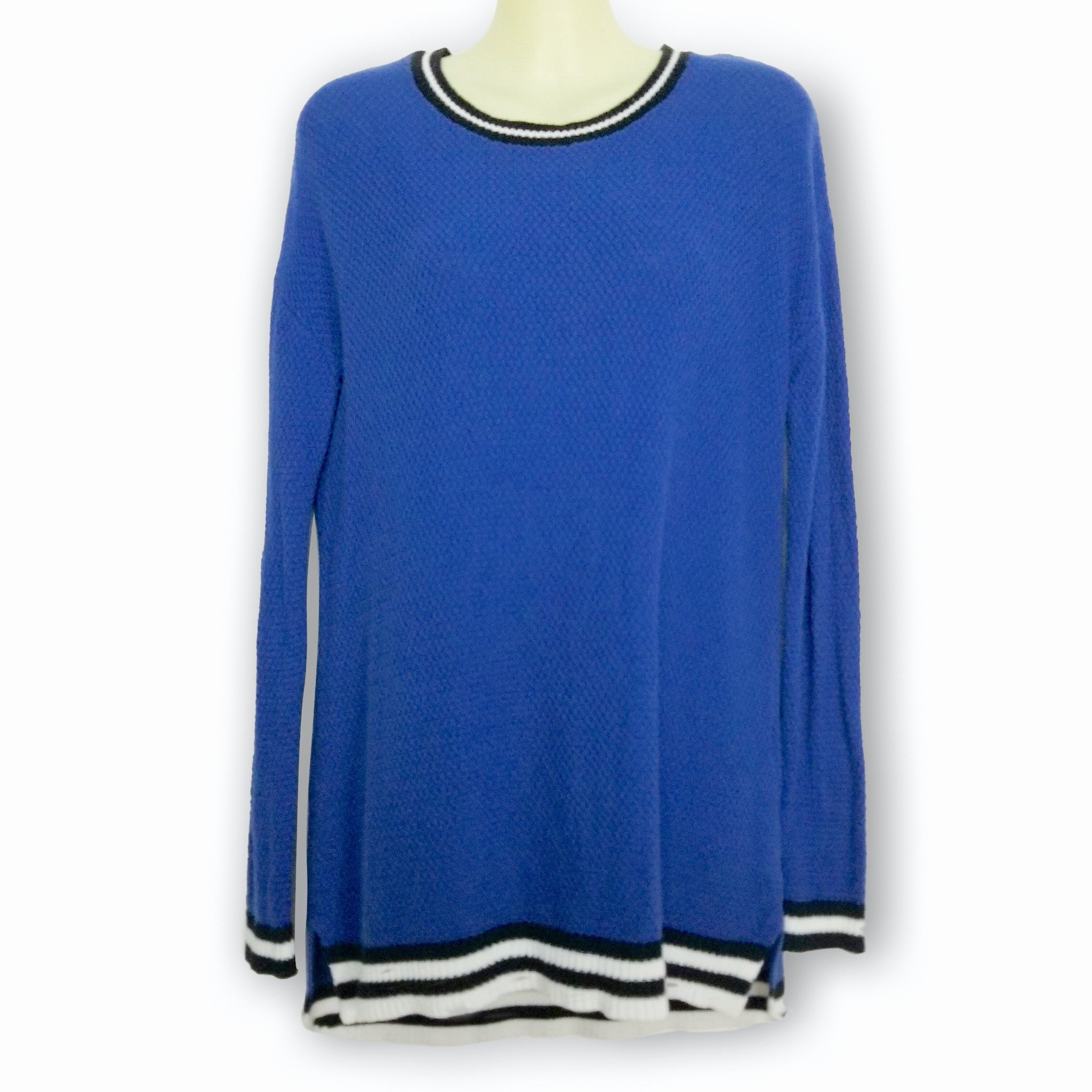 Archy & Co Women's Blue White Striped Knit Jumper Sweater Long Cotton On XS / PP