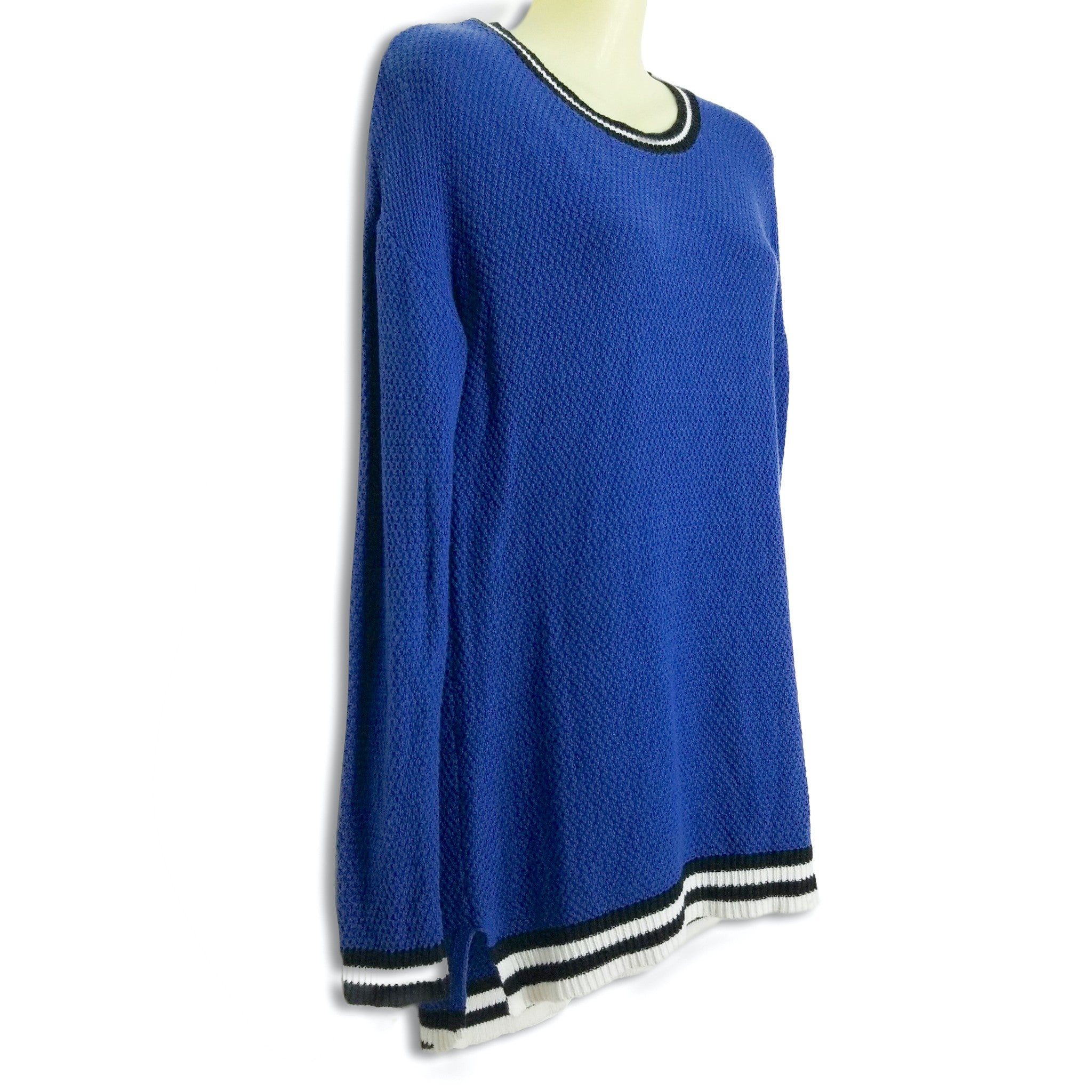 Archy & Co Women's Blue White Striped Knit Jumper Sweater Long Cotton On XS / PP