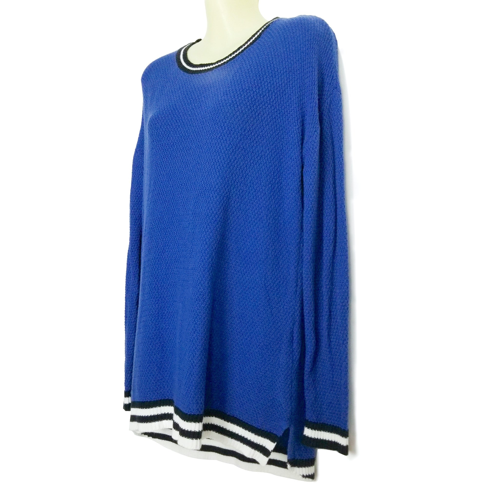 Archy & Co Women's Blue White Striped Knit Jumper Sweater Long Cotton On XS / PP