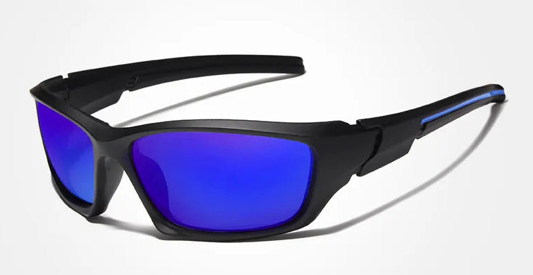 Kingseven Men's Wraparound Polarized Sunglasses Black/Blue UV400 Driving Fishing