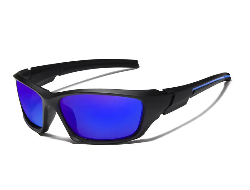 Kingseven Men's Wraparound Polarized Sunglasses Black/Blue UV400 Driving Fishing